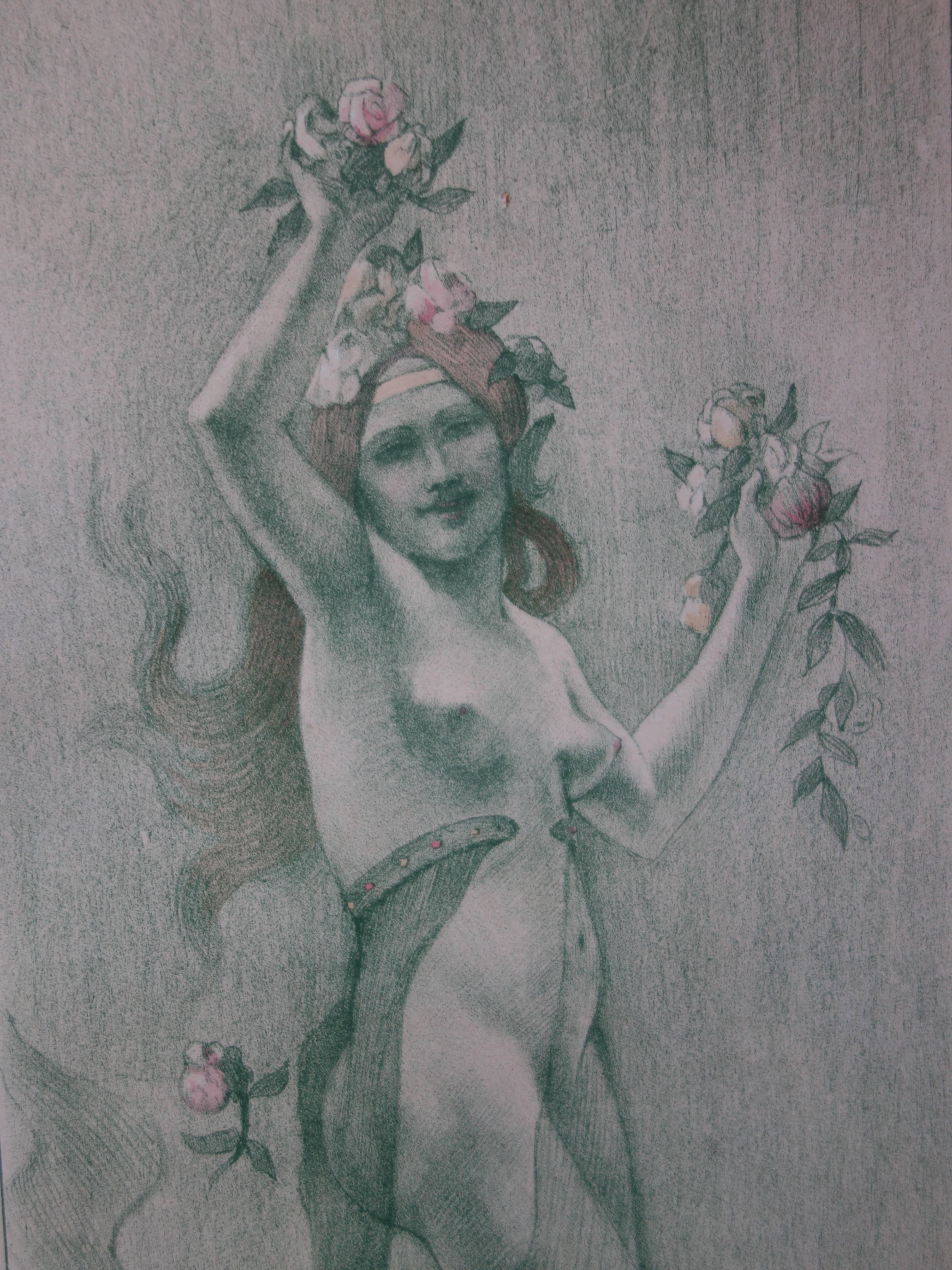 The Dance - Original lithograph - 1897 - Gray Figurative Print by Armand Rassenfosse