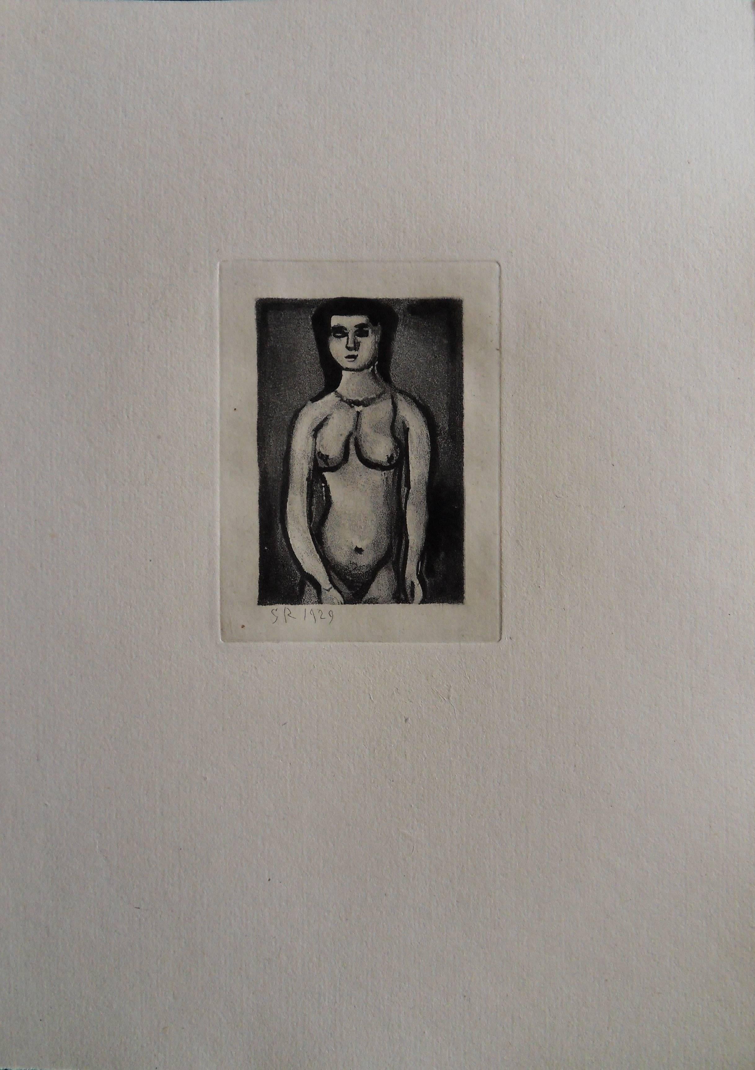 Nude Woman - Original etching - 1929 - Realist Print by Georges Rouault