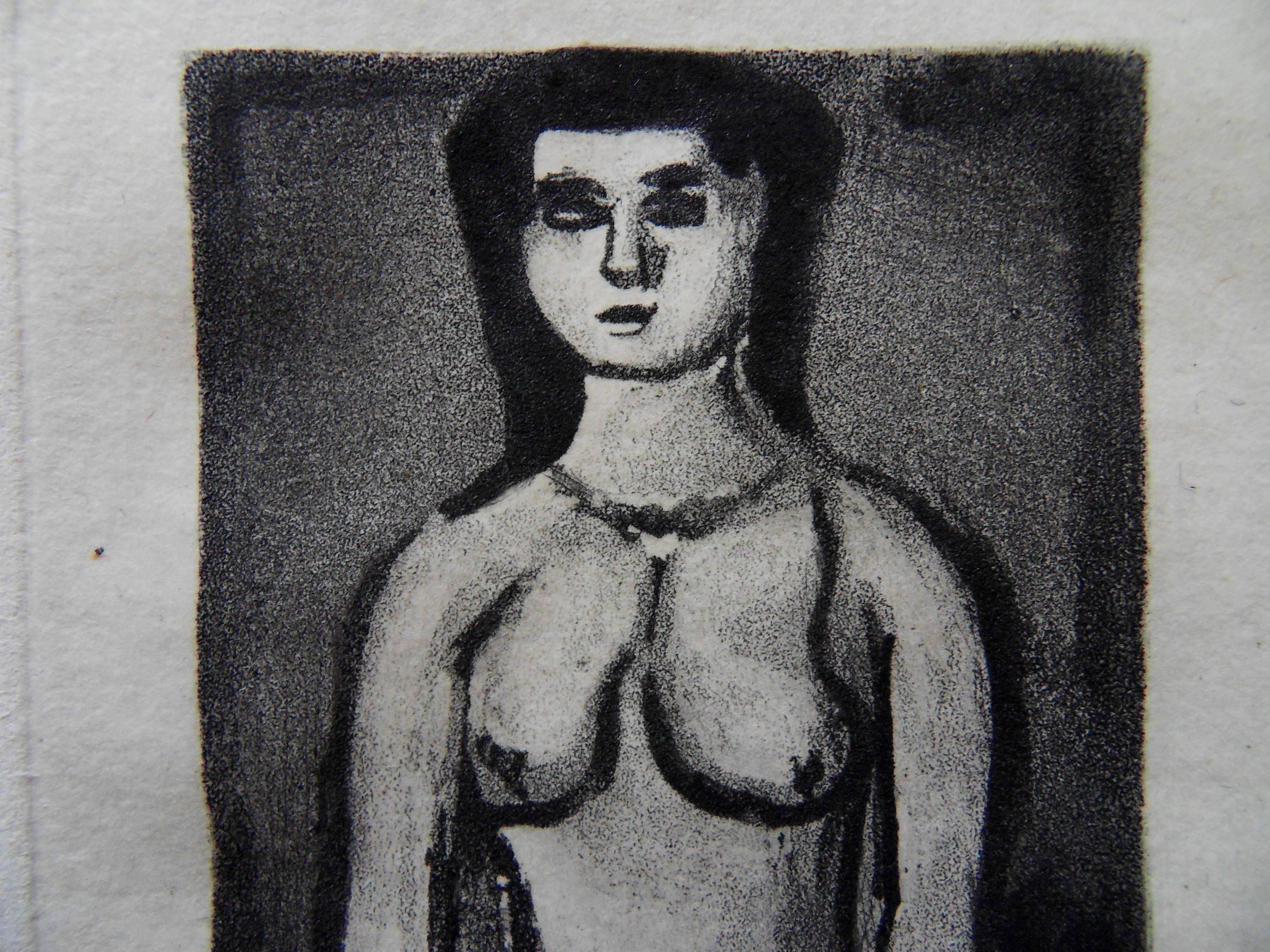 Nude Woman - Original etching - 1929 - Gray Nude Print by Georges Rouault