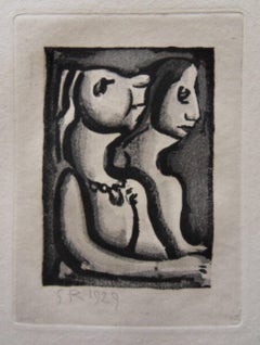 Two Women - Original etching - 1929