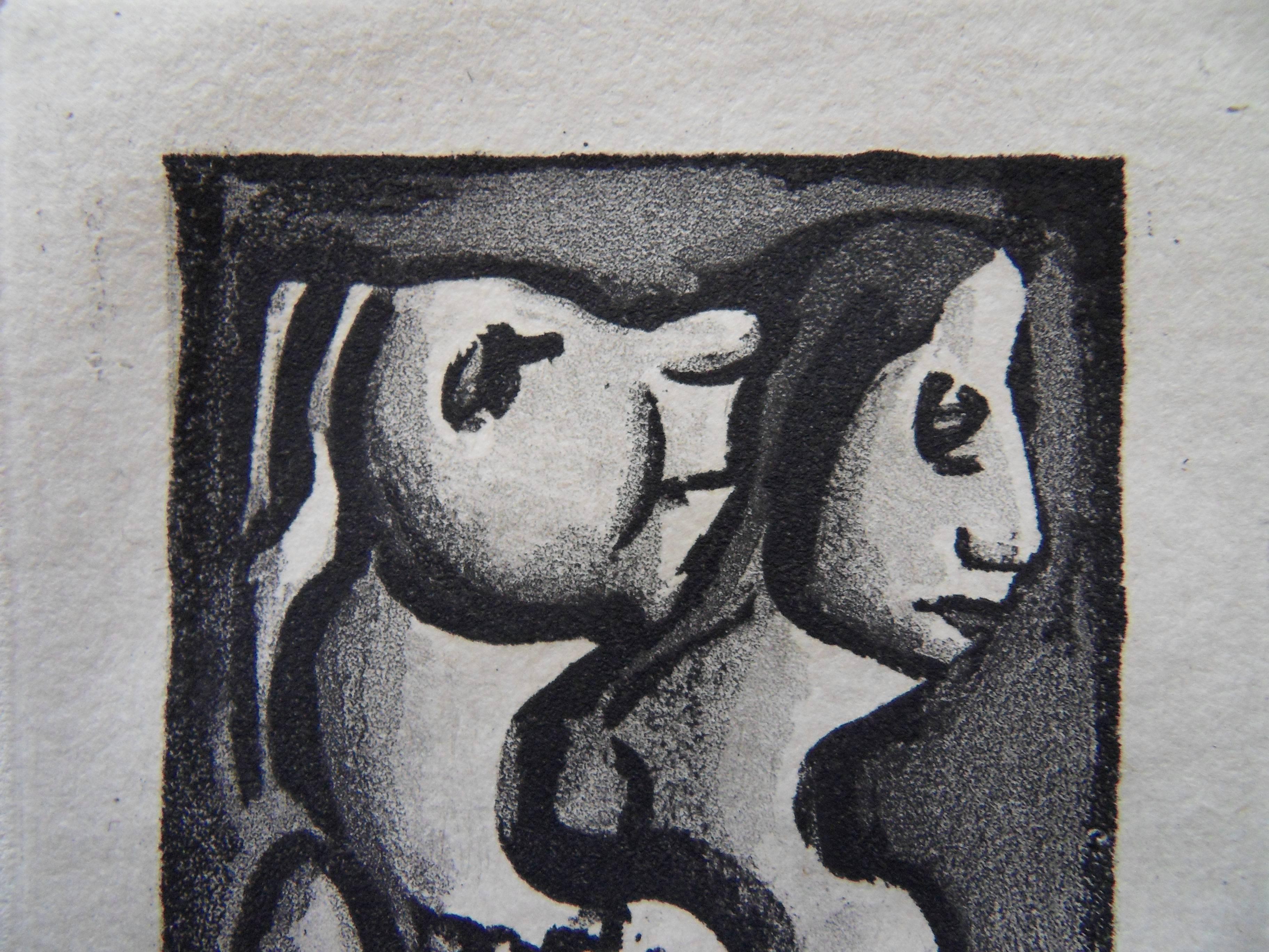 Two Women - Original etching - 1929 - Gray Figurative Print by Georges Rouault
