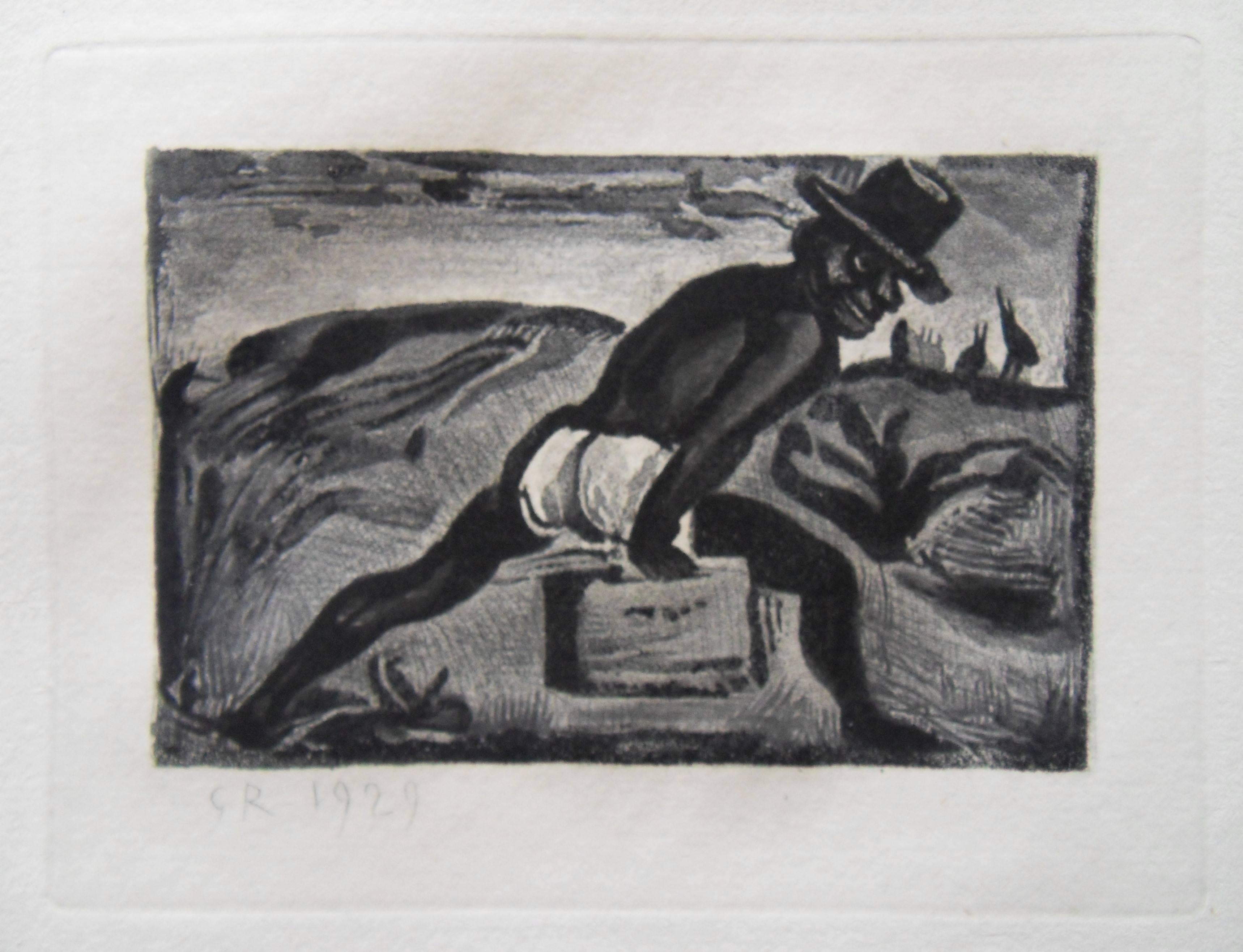 Georges Rouault Figurative Print - Walking Man - Original etching - 1929