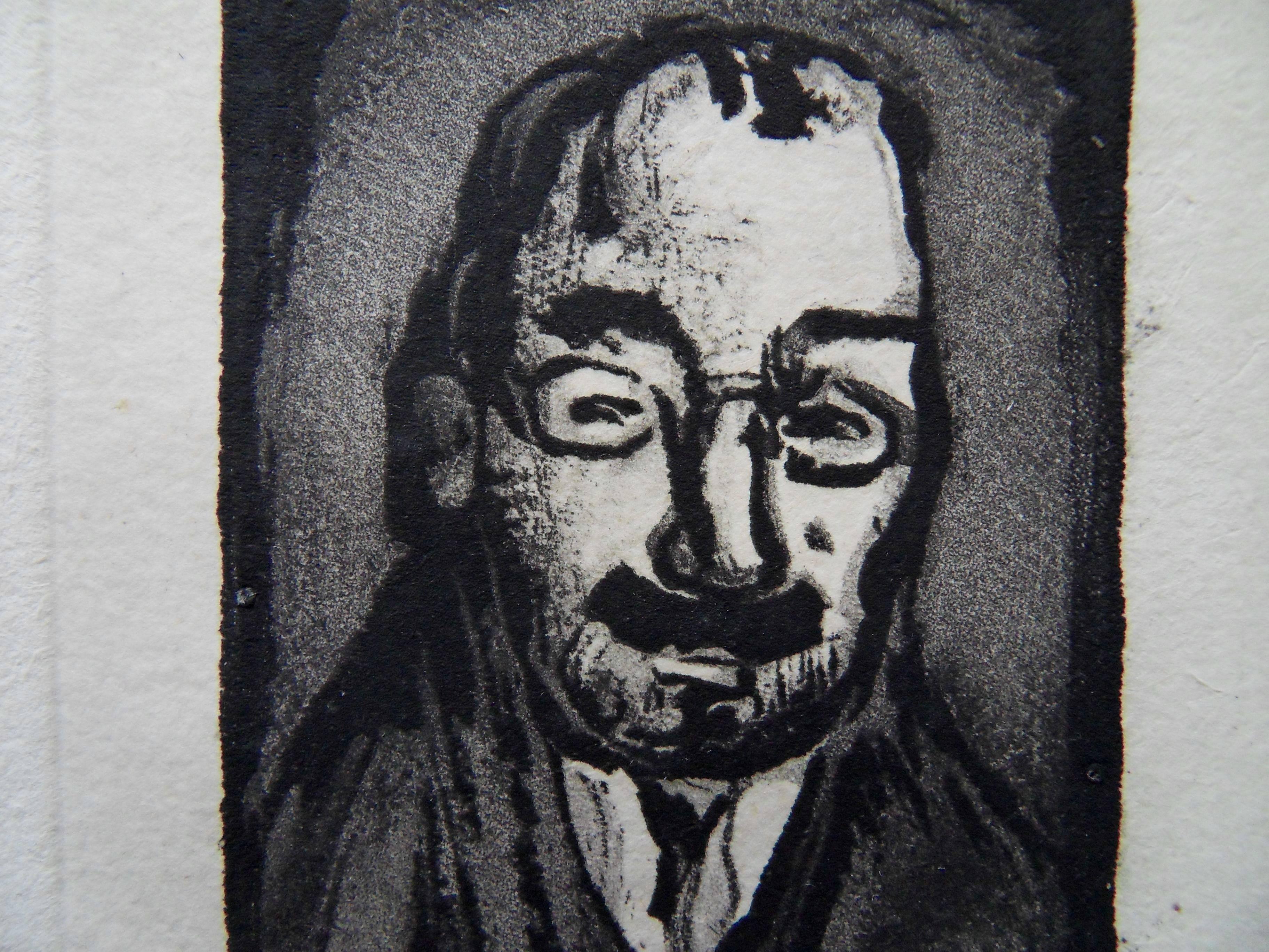 Man with Glasses - Original etching - 1929 - Gray Figurative Print by Georges Rouault