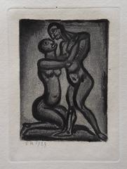 Couple Hugging - Original etching - 1929