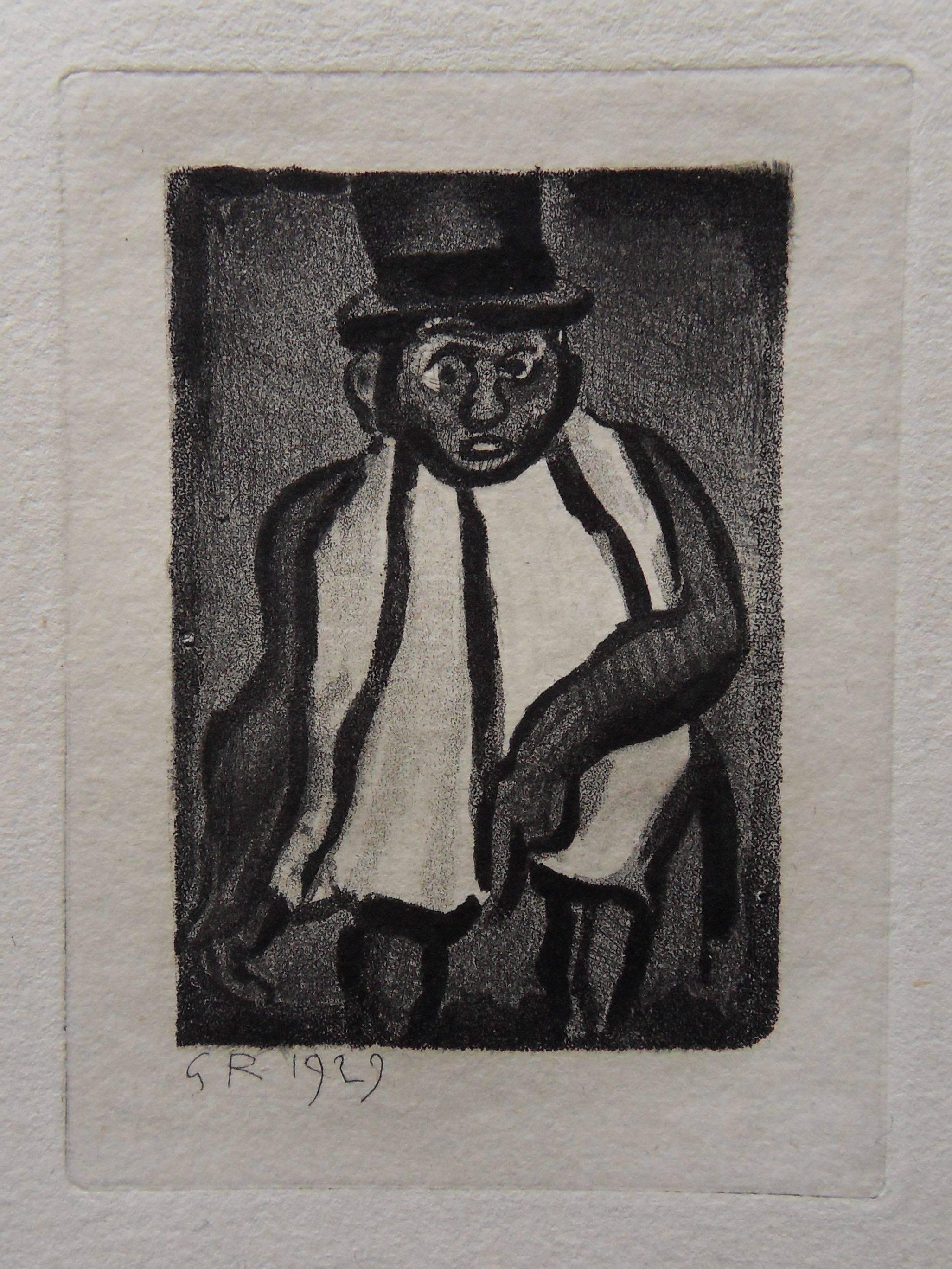 Georges Rouault Figurative Print - Elegant Man with a Top Hat - Original etching - 1929