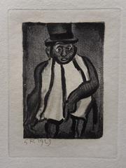 Elegant Man with a Top Hat - Original etching - 1929
