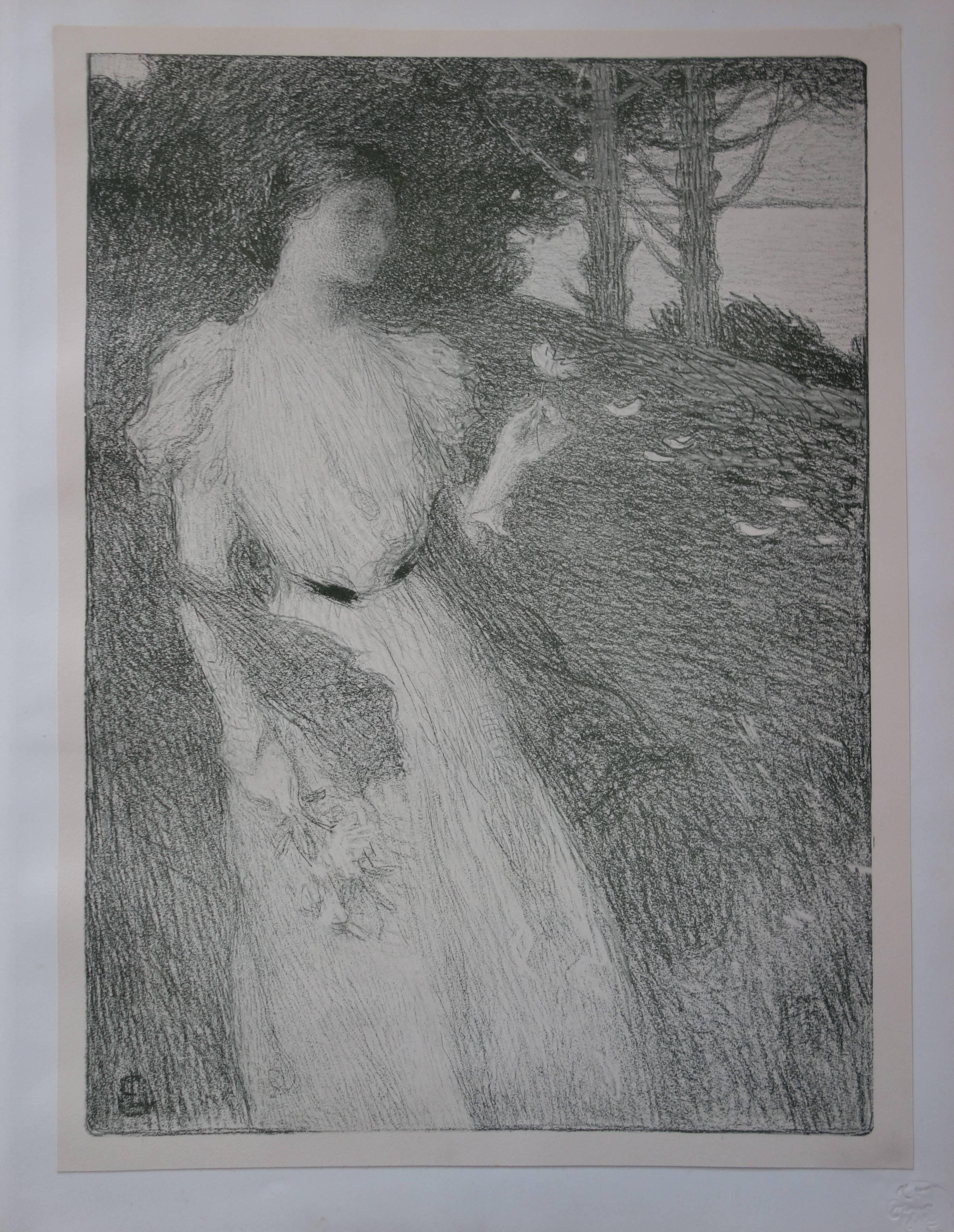 Ernest Joseph Laurent Figurative Print - Soir d'octobre - original lithograph (1897/98)