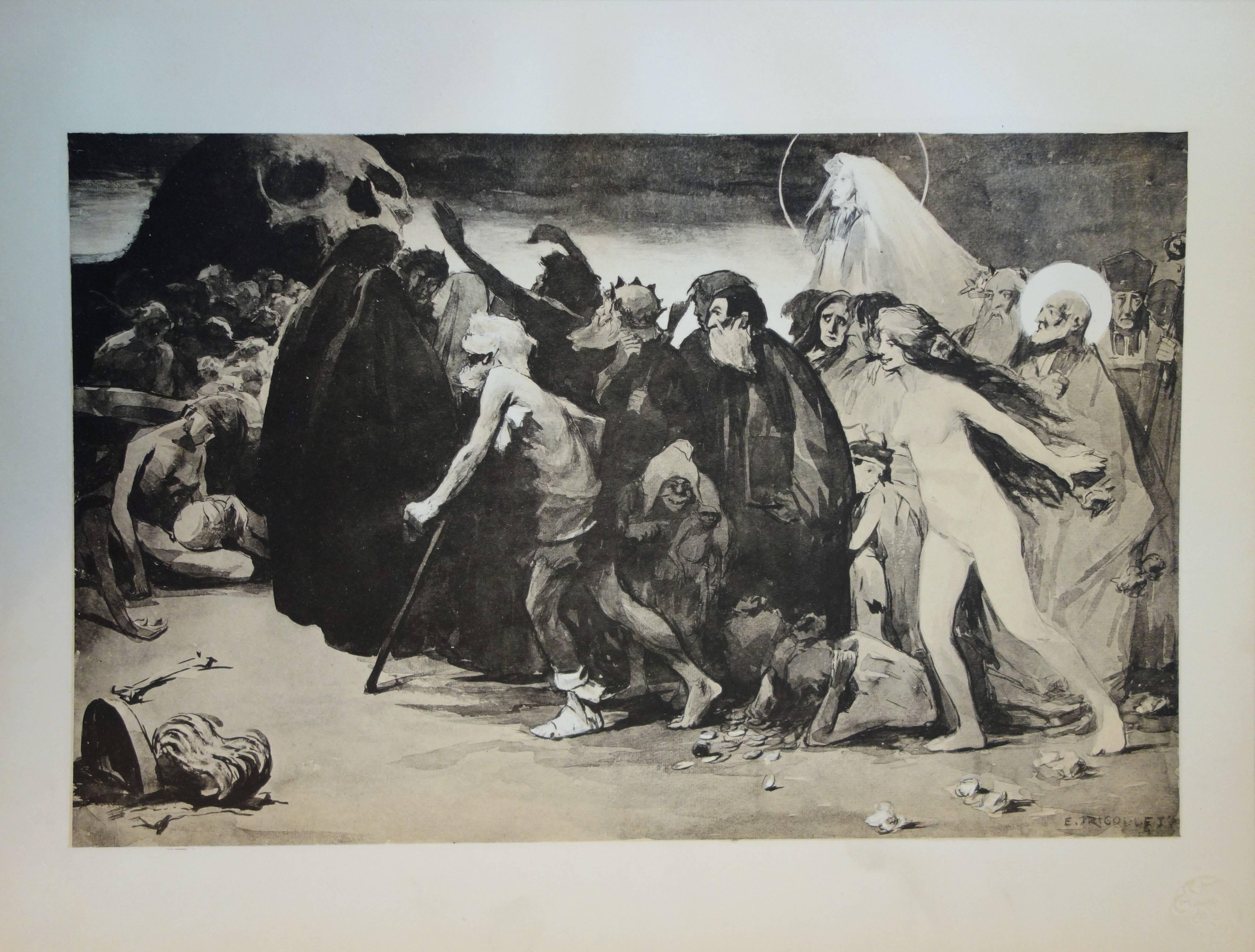 Eugène Trigoulet Figurative Print - Le chemin de la mort - original lithograph (1897/98)