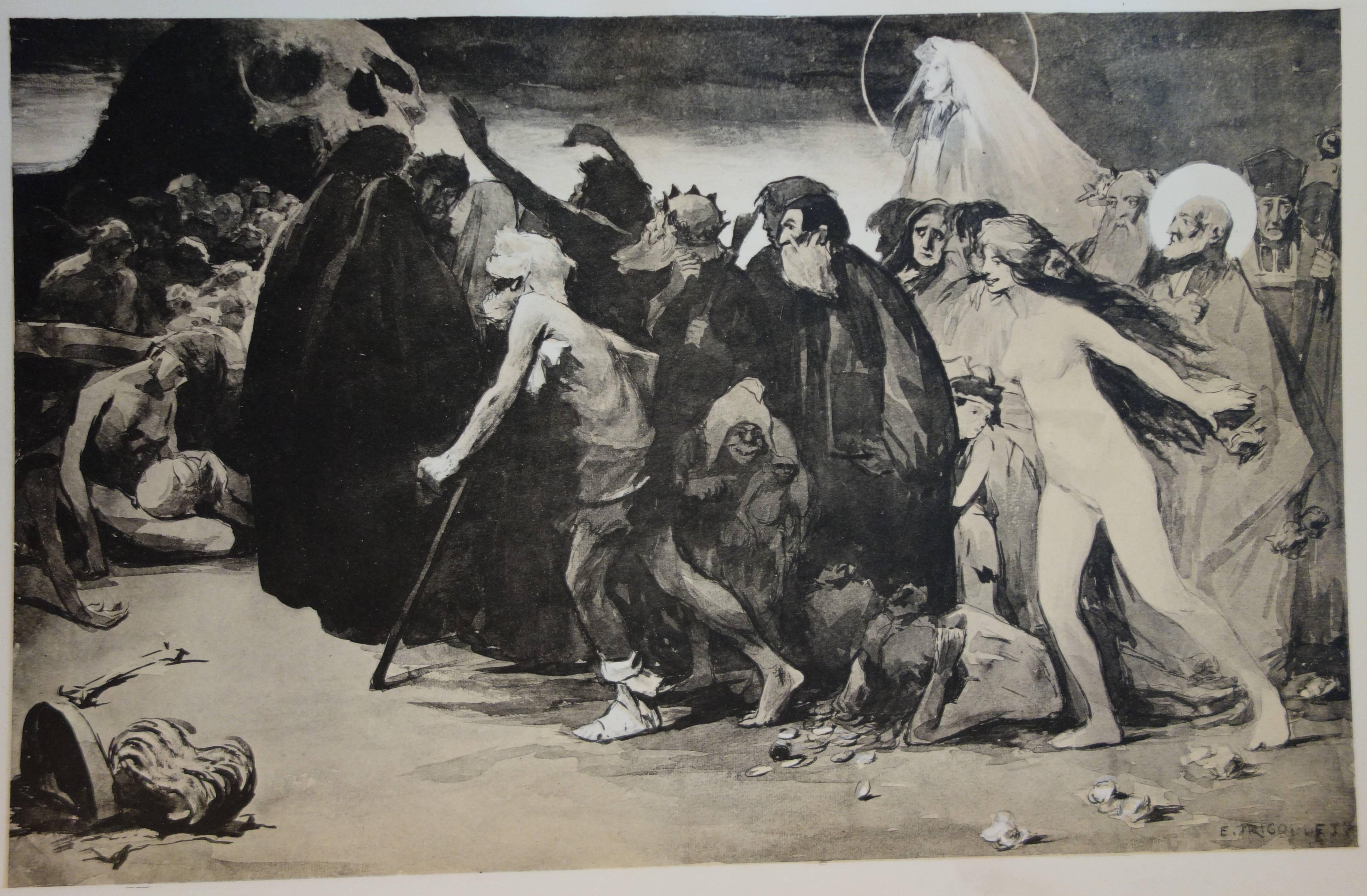 Le chemin de la mort - original lithograph (1897/98) - Print by Eugène Trigoulet