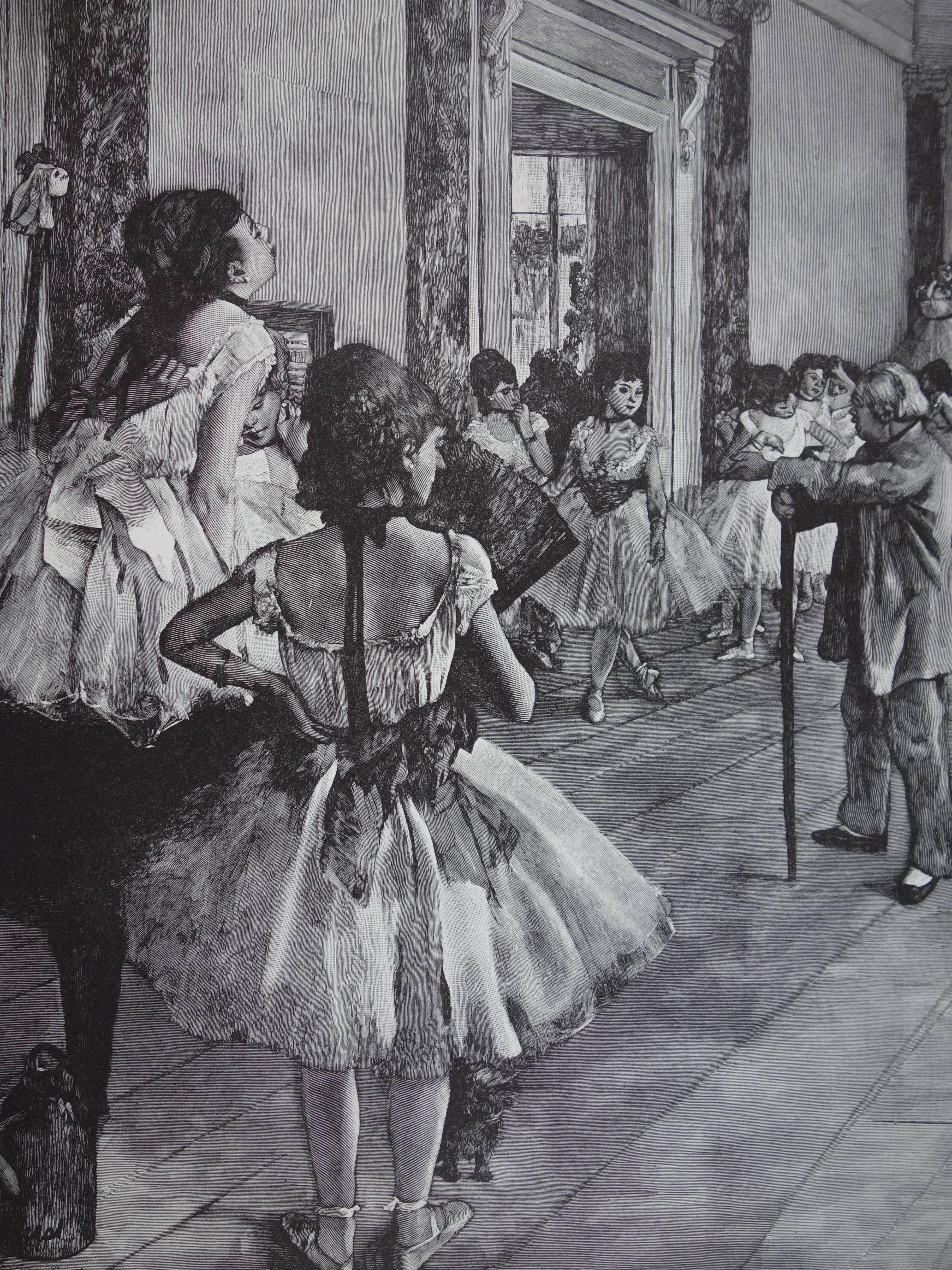 Dance class - Woodcut - Gray Interior Print by (after) Edgar Degas
