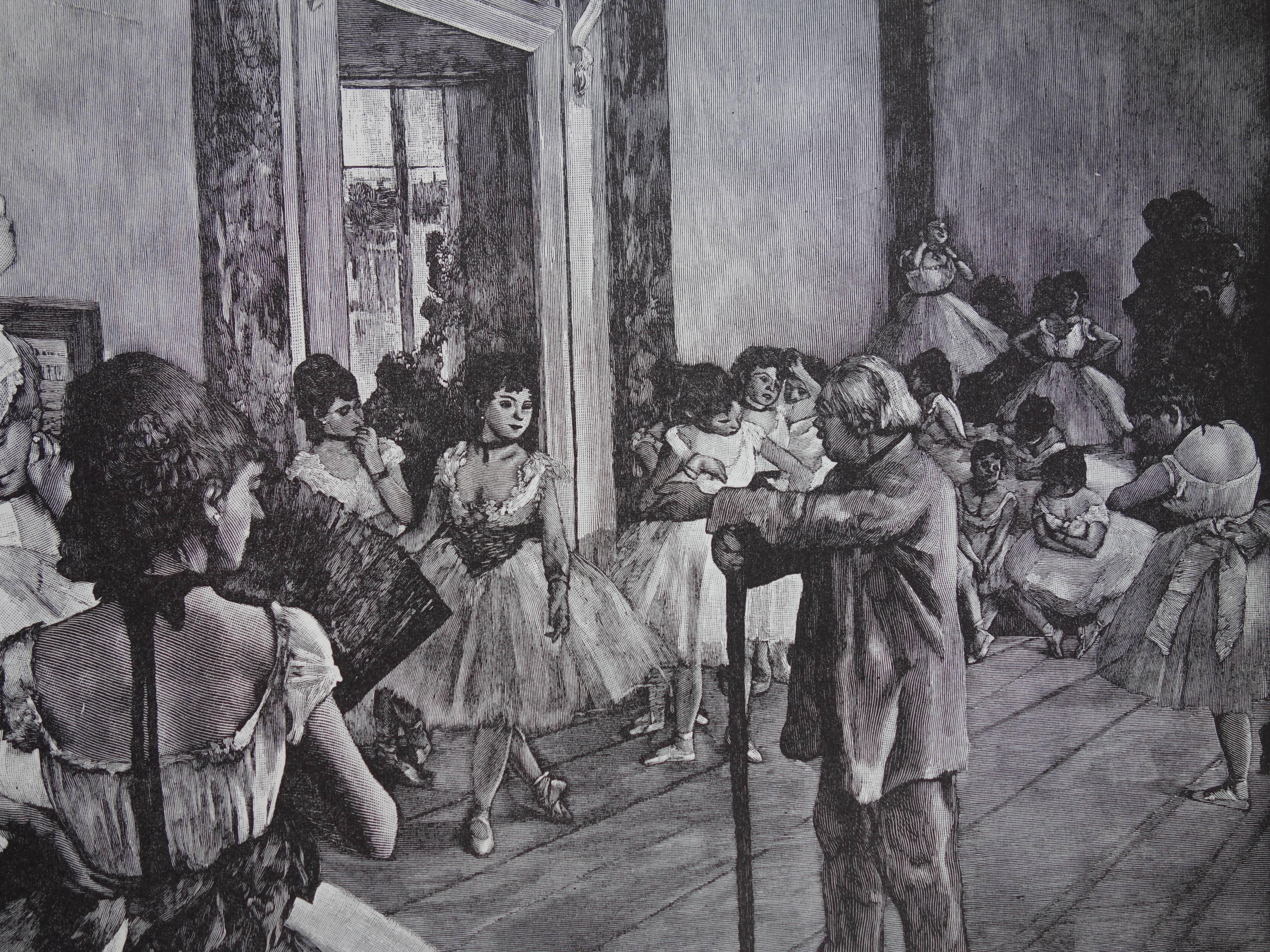 Edgar DEGAS (after)
Dance class

Woodcut print after a painting of Degas
Egraved by G. Regnier
On vellum 65 x 50 cm (c. 26 x 20in)
Edited by Chalcographie du Louvre, authenticated with the blind stamp of Museum workshop
This woodcut print is very