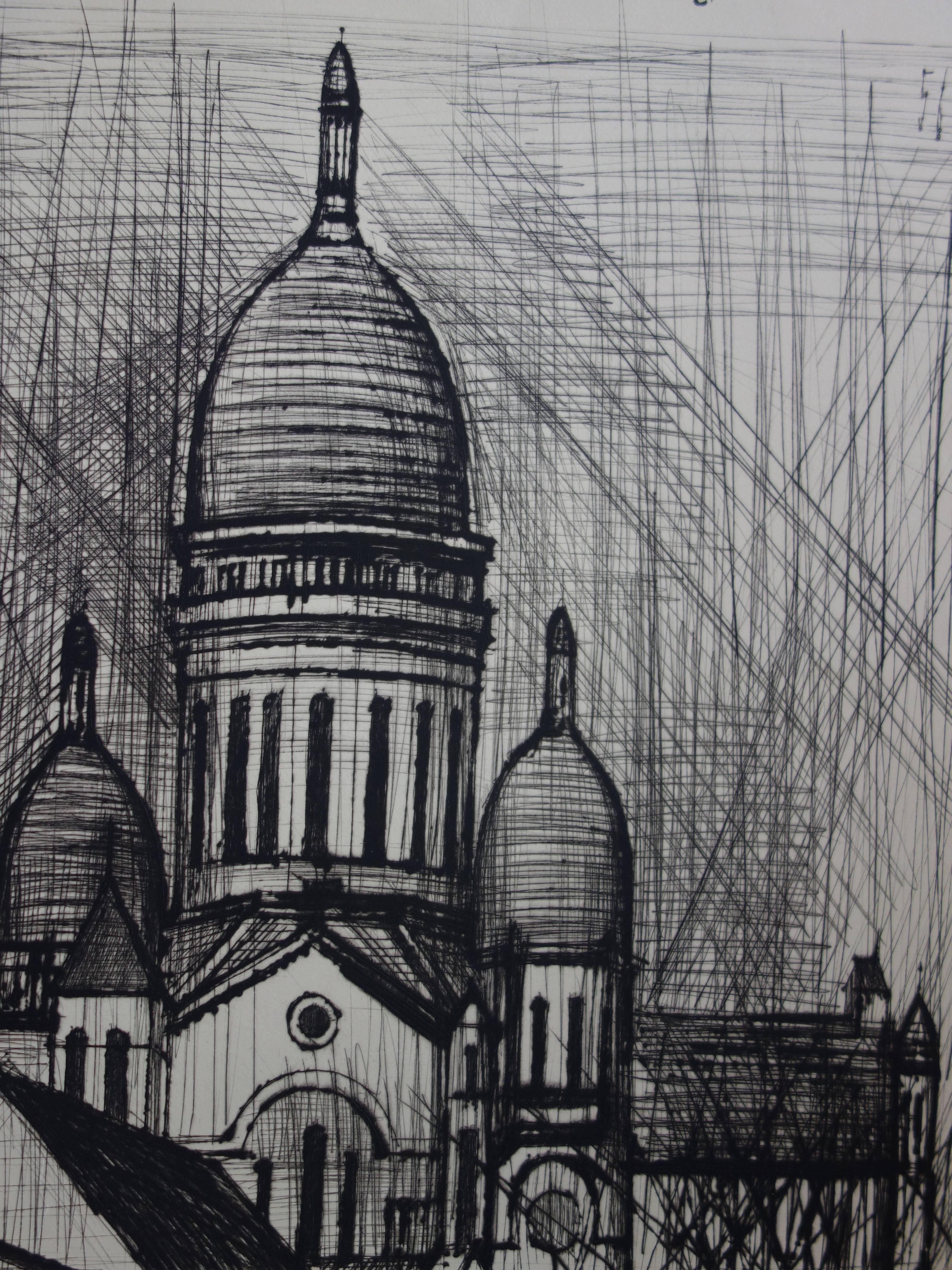 Sacre Coeur Church in Montmartre - Original etching - 1956 1