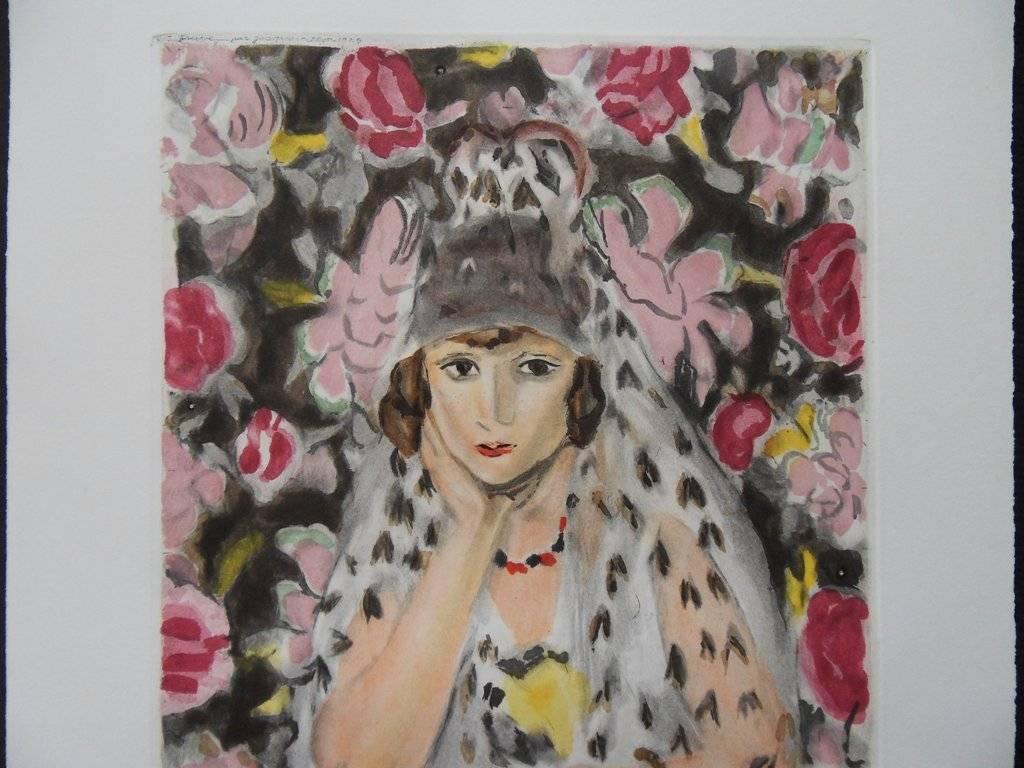 Spanish woman - Color etching & aquatint - Realist Print by (after) Henri Matisse