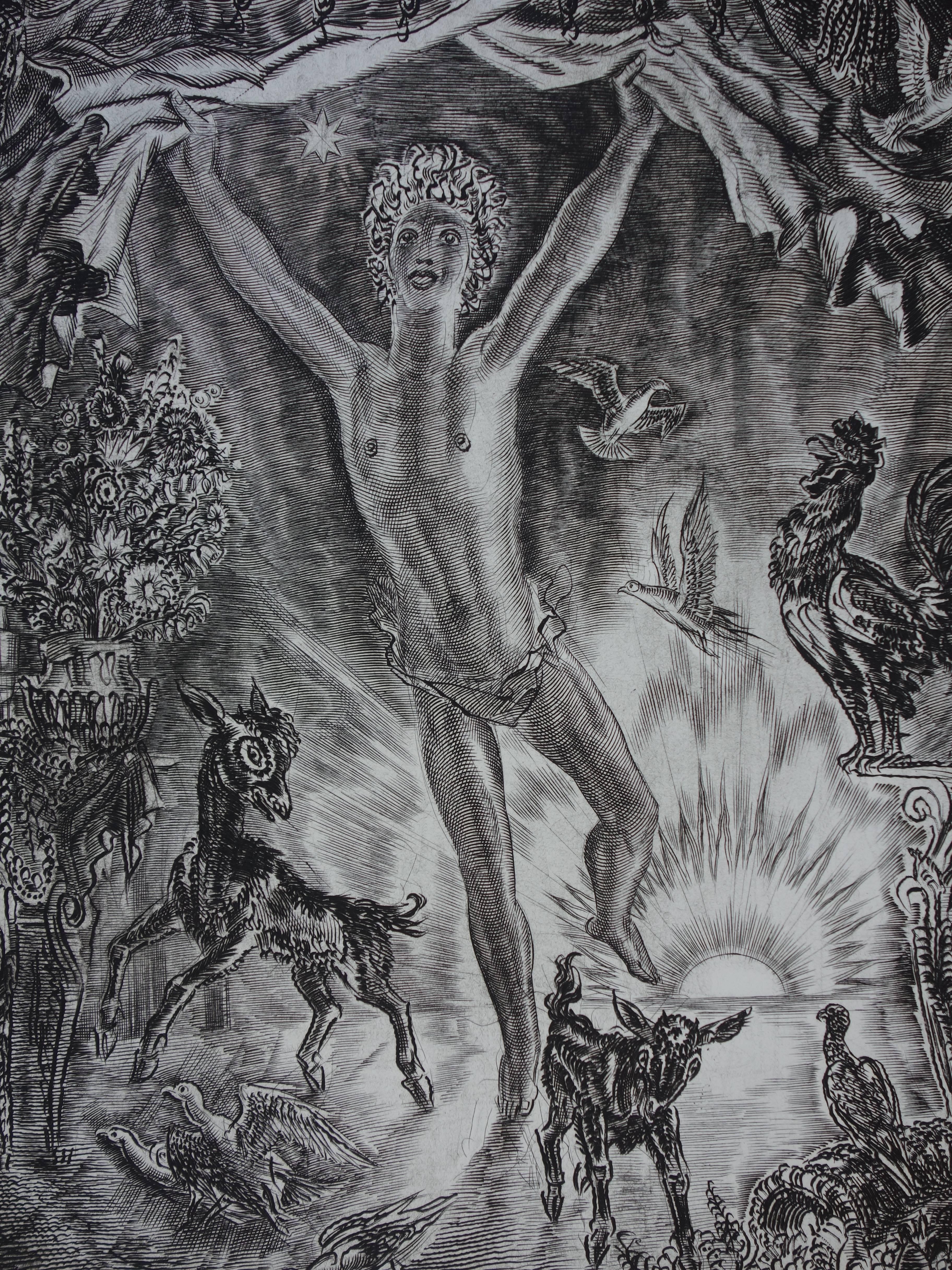 Albert DECARIS
Januar : Aufstrebendes Neues Jahr

Original-Radierung
Mit Bleistift signiert
Außergewöhnliches Exemplar mit der Nummer 1/100
Unter dem Titel Janvier (Januar)
Auf Vellum 66 x 50 cm (ca. 26 x 20in)

Ausgezeichneter Zustand