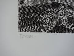 Febrero : Tiempo de carnaval - Grabado original firmado a mano - Excepcional n° 1/100