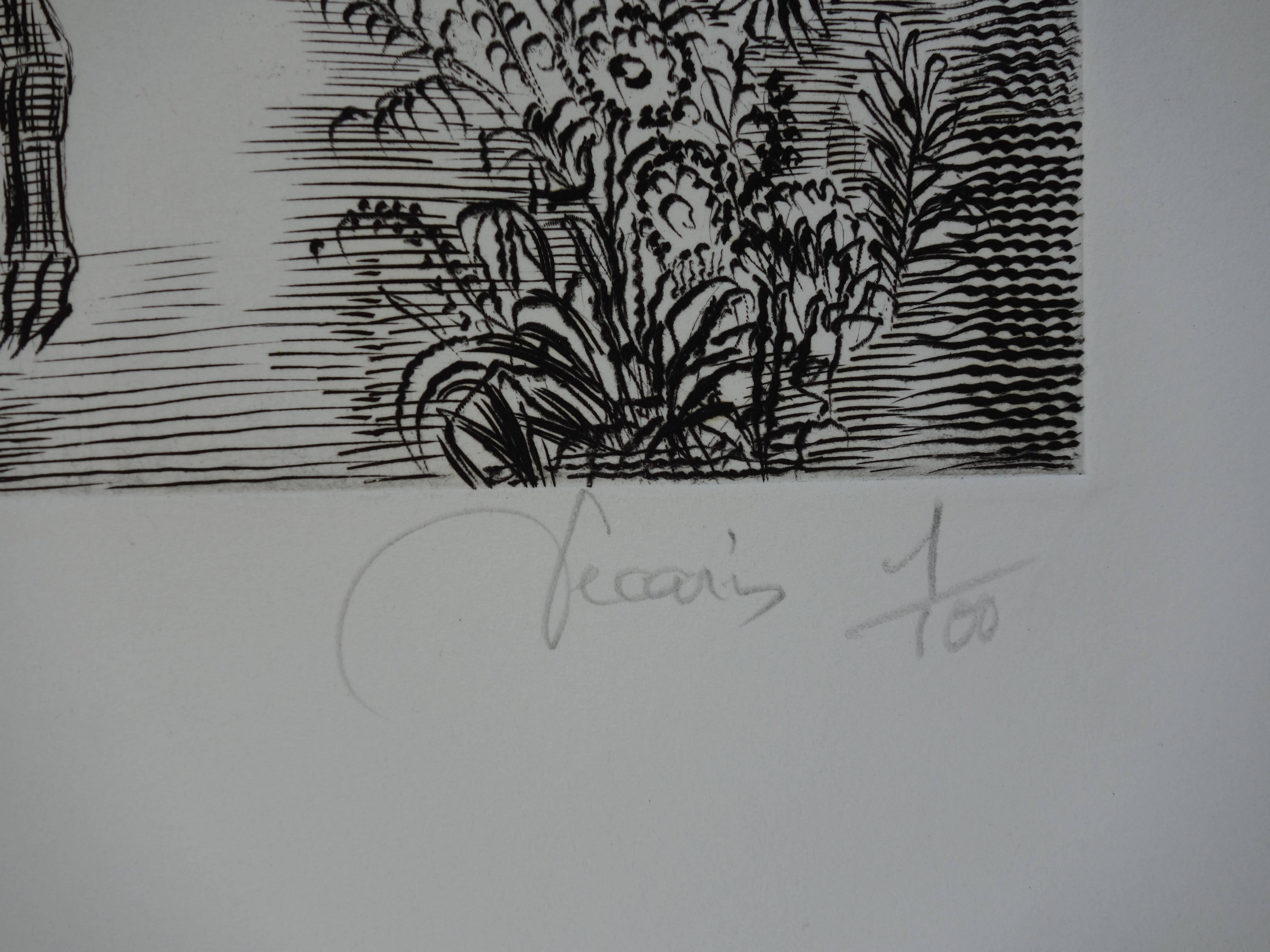 April : Zurück zu den Feldern - Original handsignierte Radierung - Außergewöhnlich n° 1/100 – Print von Albert Decaris