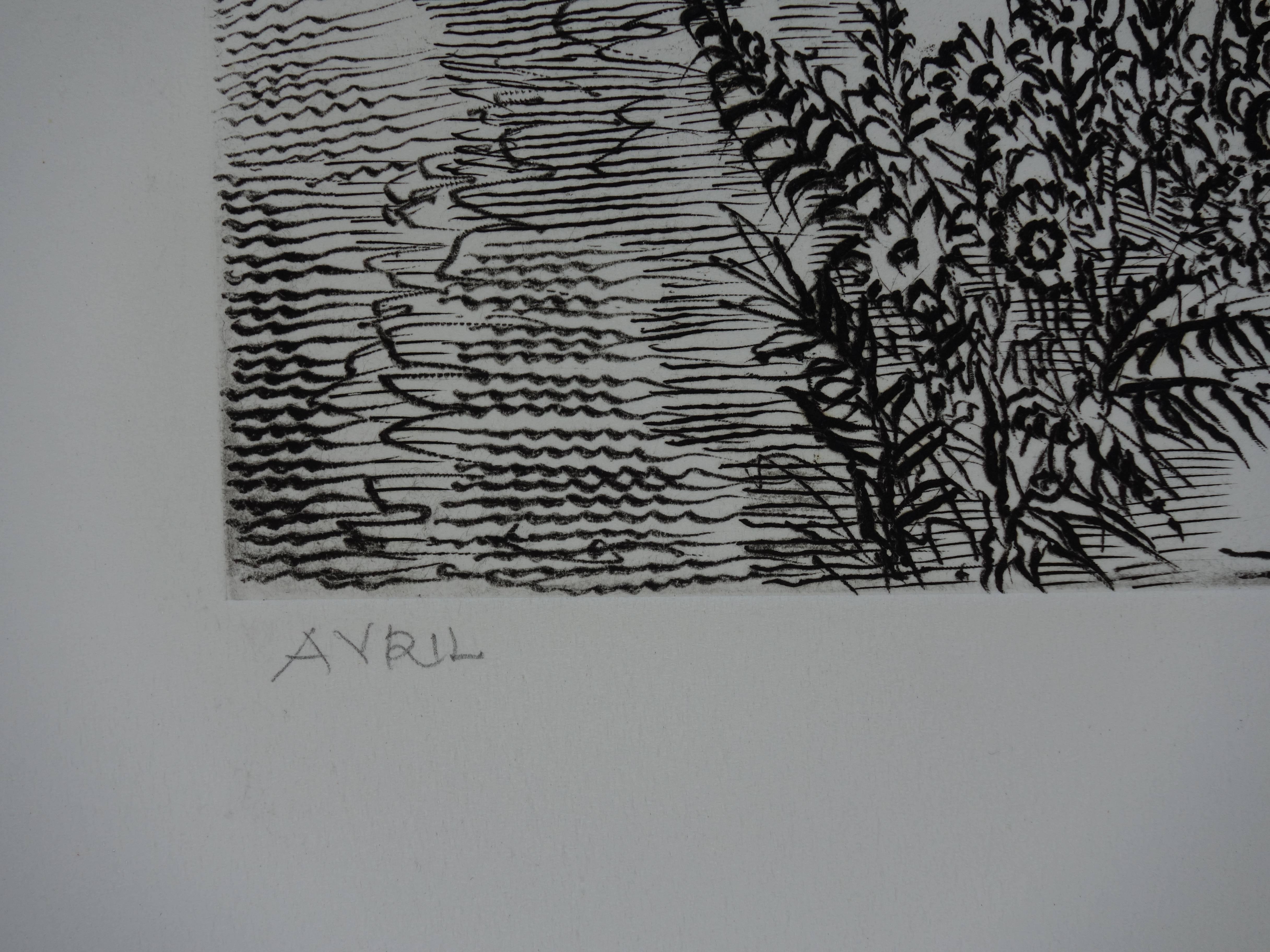 April : Zurück zu den Feldern - Original handsignierte Radierung - Außergewöhnlich n° 1/100 (Grau), Figurative Print, von Albert Decaris