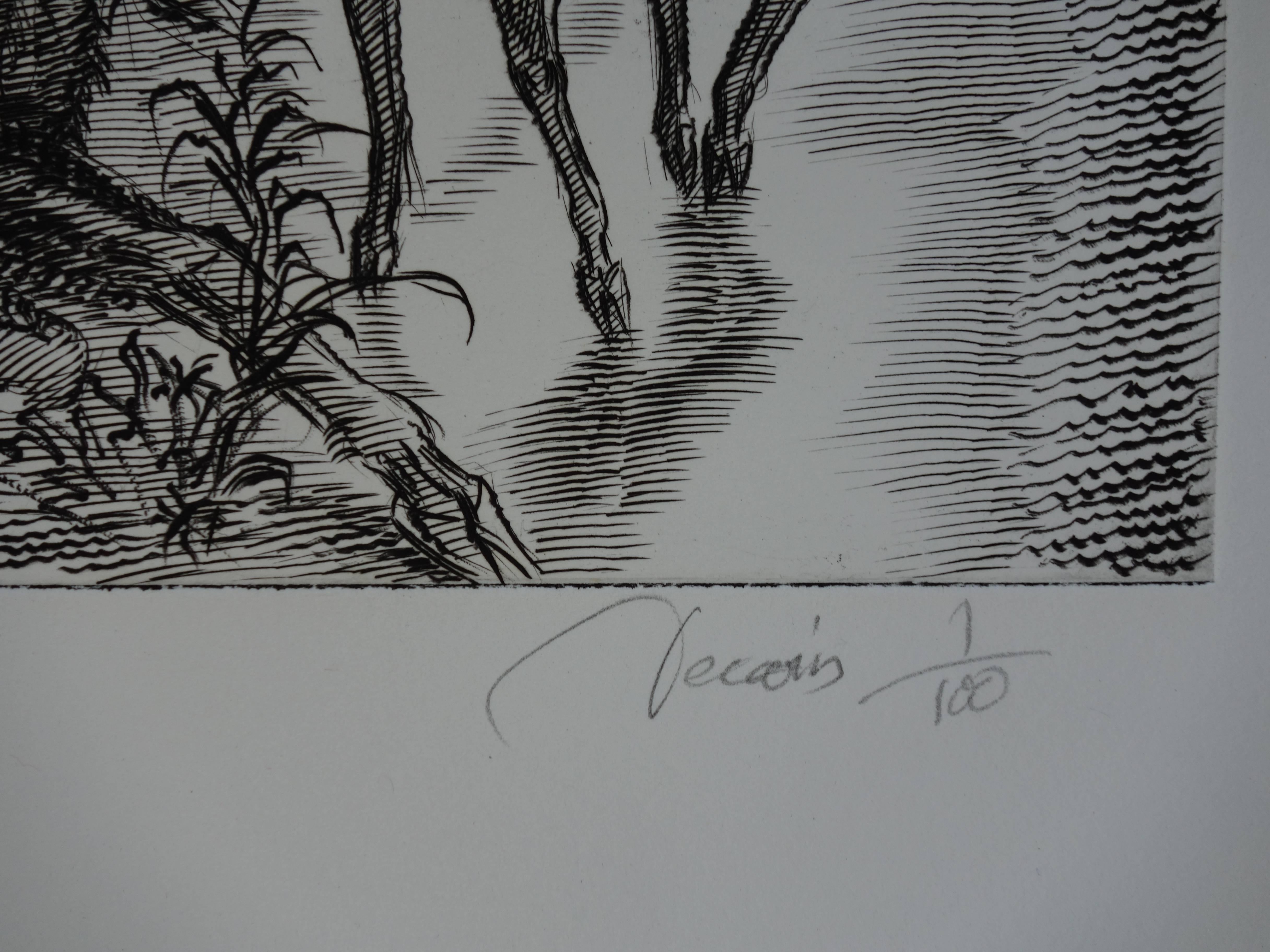 June : the Shepherd - Original handsigned etching - Exceptional n° 1/100 - Print by Albert Decaris