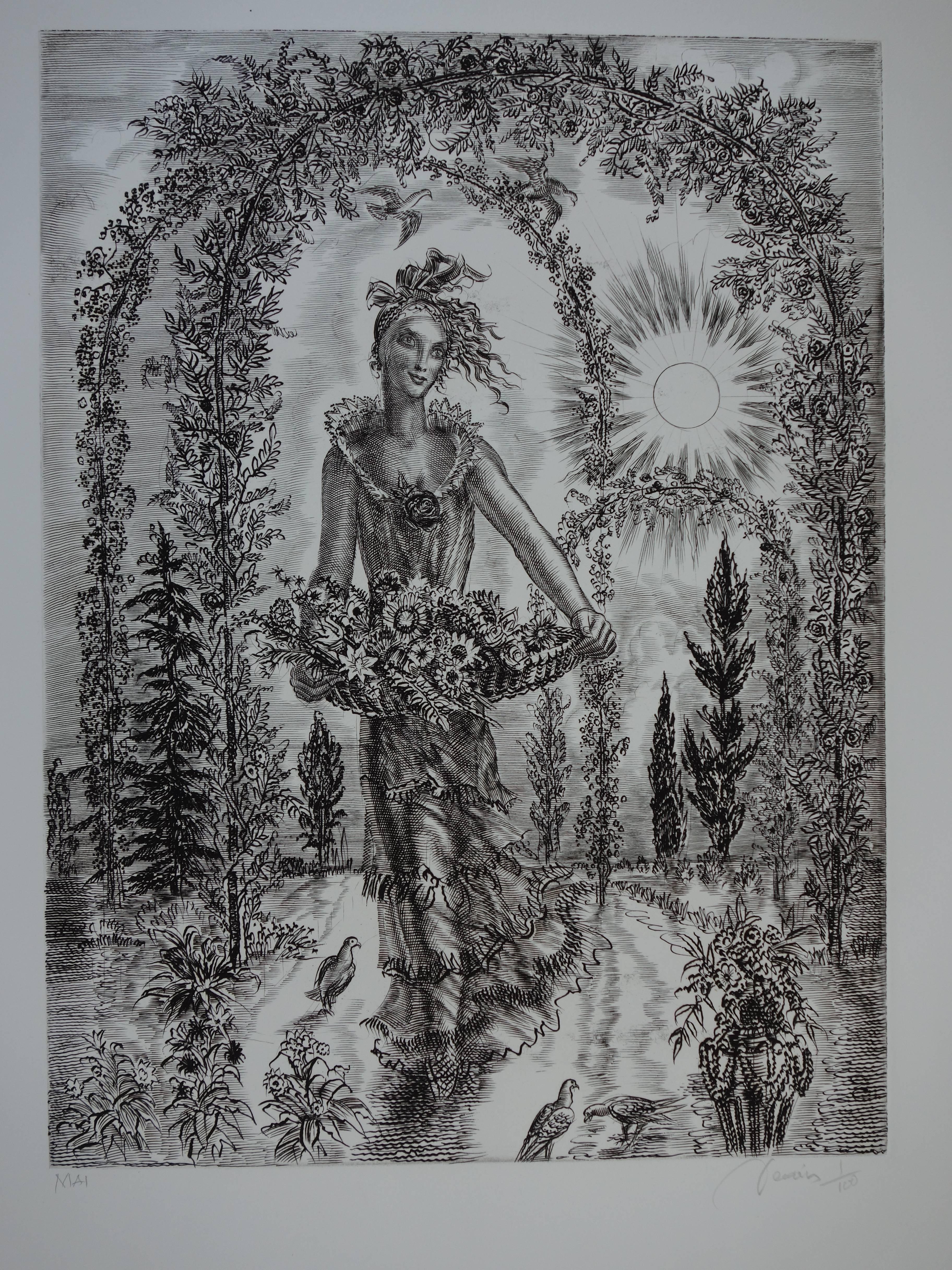 Albert Decaris Figurative Print - May : Blossom Spring - Original handsigned etching - Exceptional n° 1/100