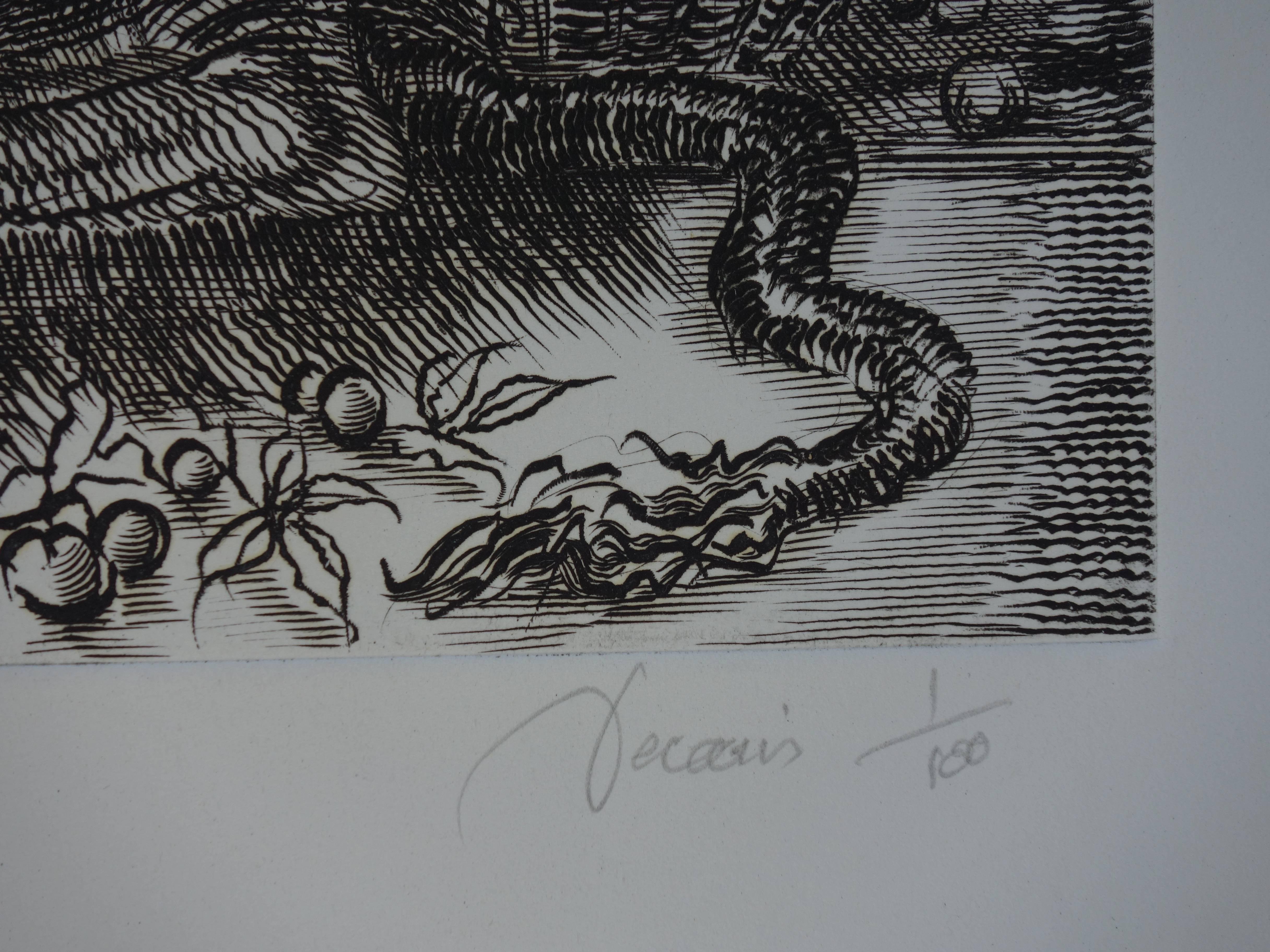 July : Rise of Nature - Original handsigned etching - Exceptional n° 1/100 - Print by Albert Decaris