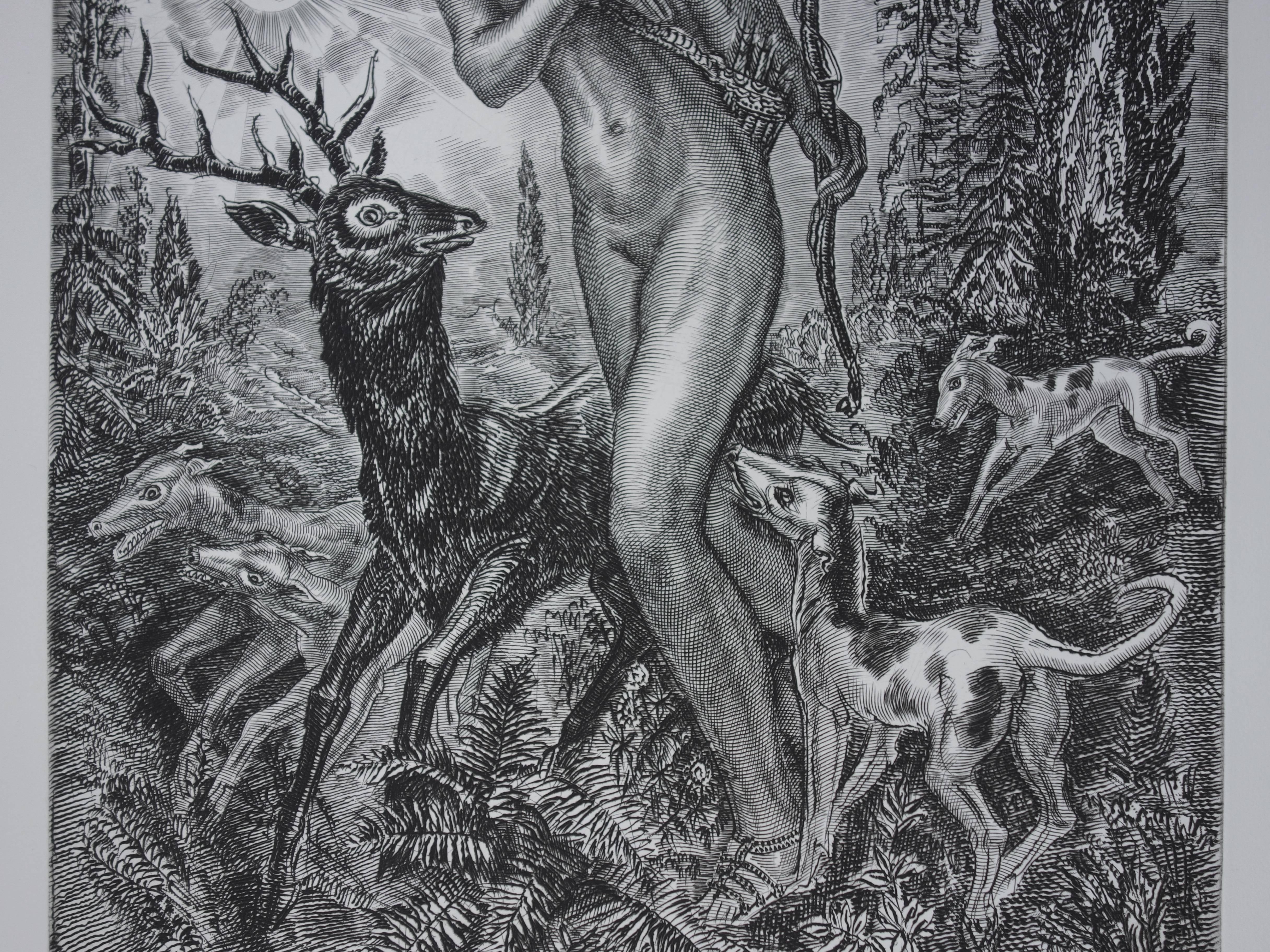 Albert DECARIS
October : Diane the Huntress

Original etching
Signed in pencil
Exceptional copy bearing n° 1/100
Titled Janvier (January)
On vellum 66 x 50 cm (c. 26 x 20in)

Excellent condition