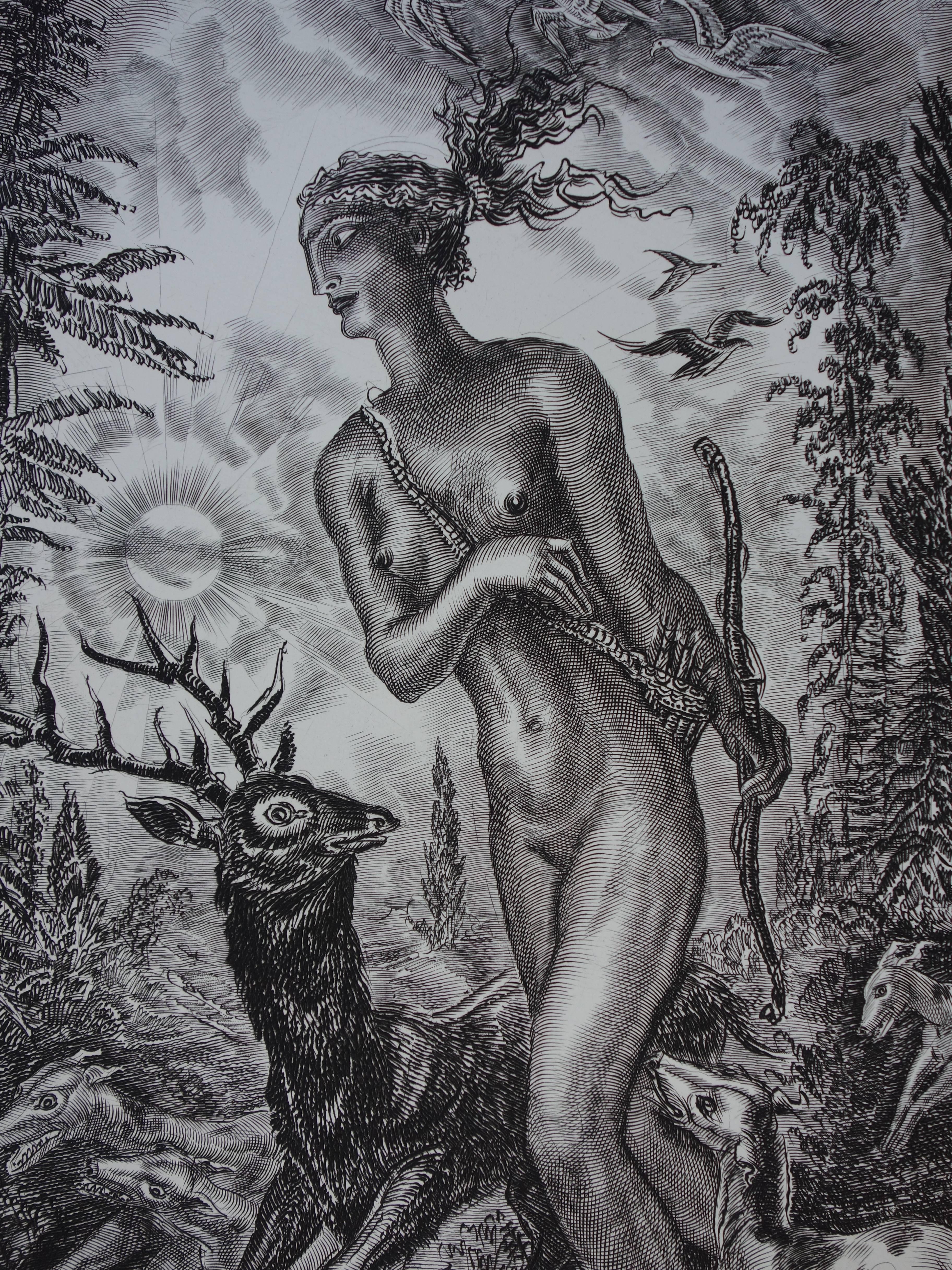 October : Diane the Huntress - Original handsigned etching - Exceptional n°1/100 For Sale 2