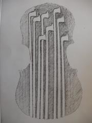 Violon et nœuds de flûte - eau-forte originale - 1979