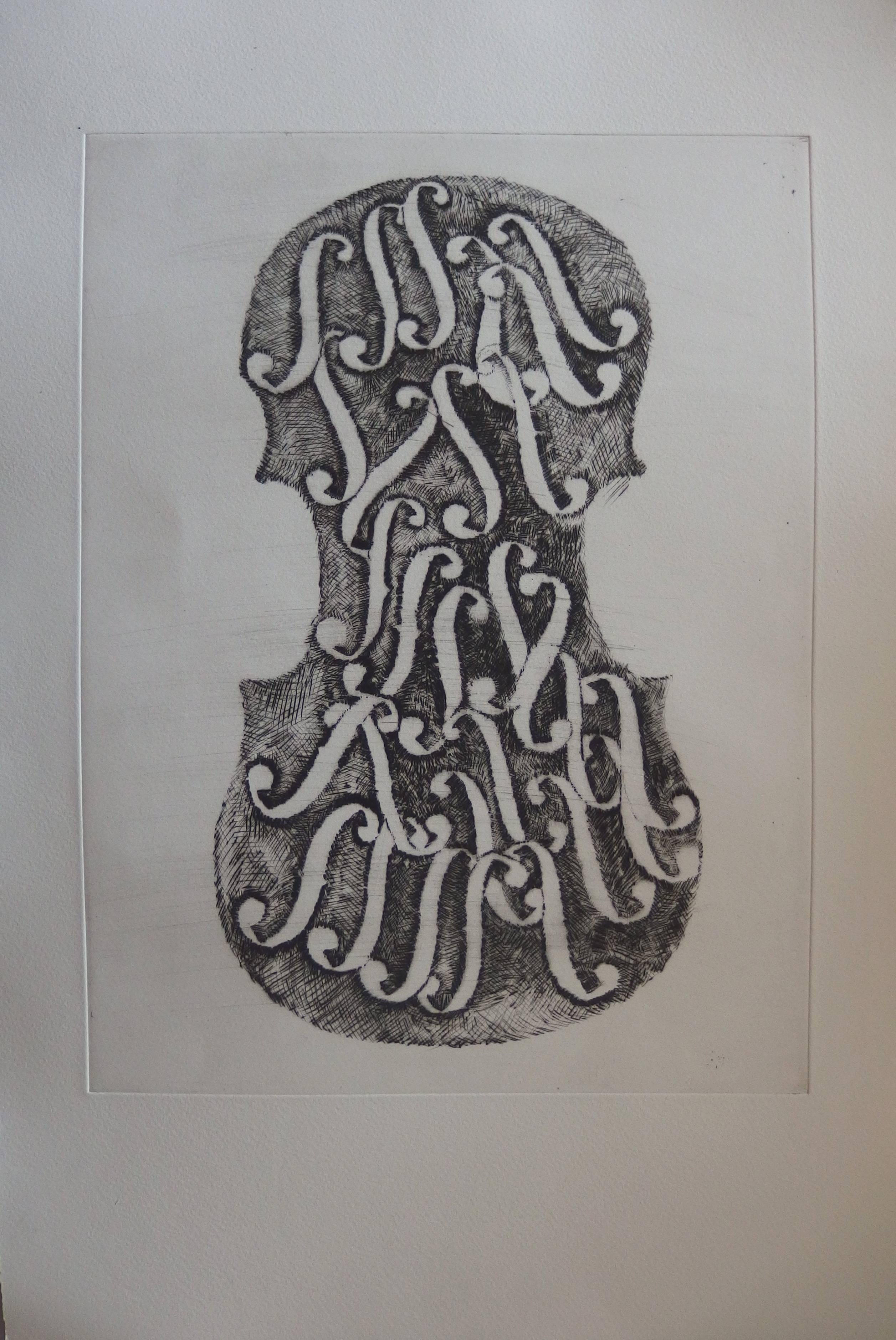 Fernandez Arman Figurative Print - F-Holes of a violin - Original etching - 1979
