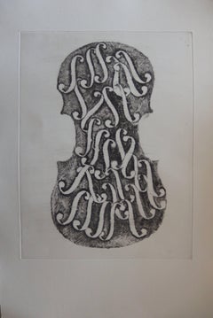 F-Holes of a violin - Original etching - 1979