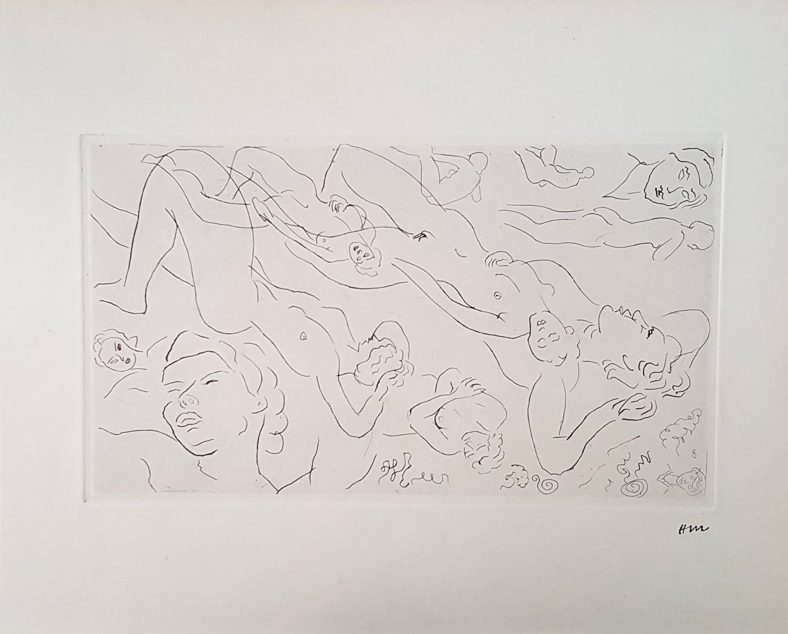 Henri Matisse Figurative Print - Study of Nudes - Original Etching - 125 copies - Stamp Signed