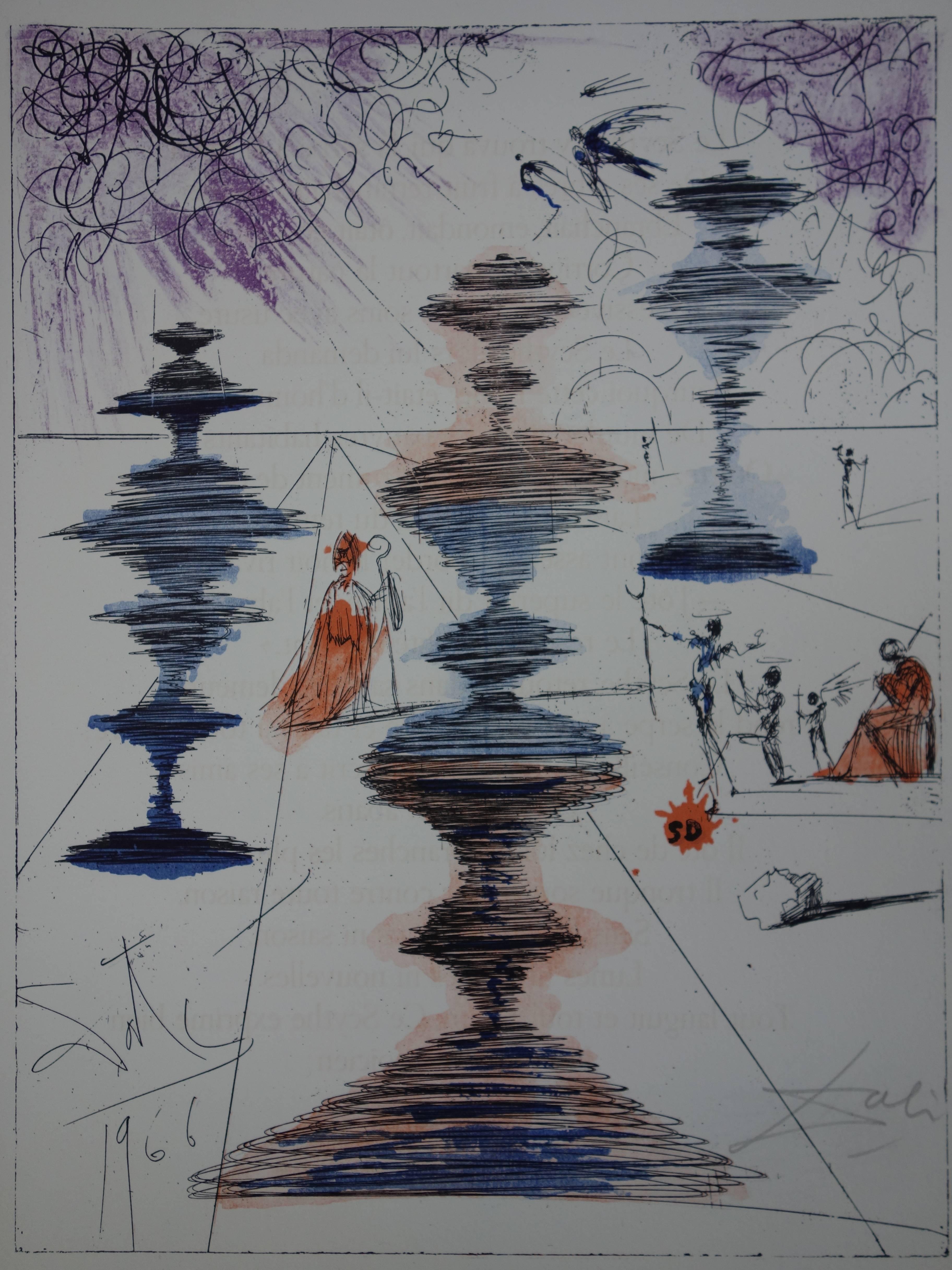 The Scythe Philosopher - Original handsigned lithograph - 1966 - Surrealist Print by Salvador Dalí