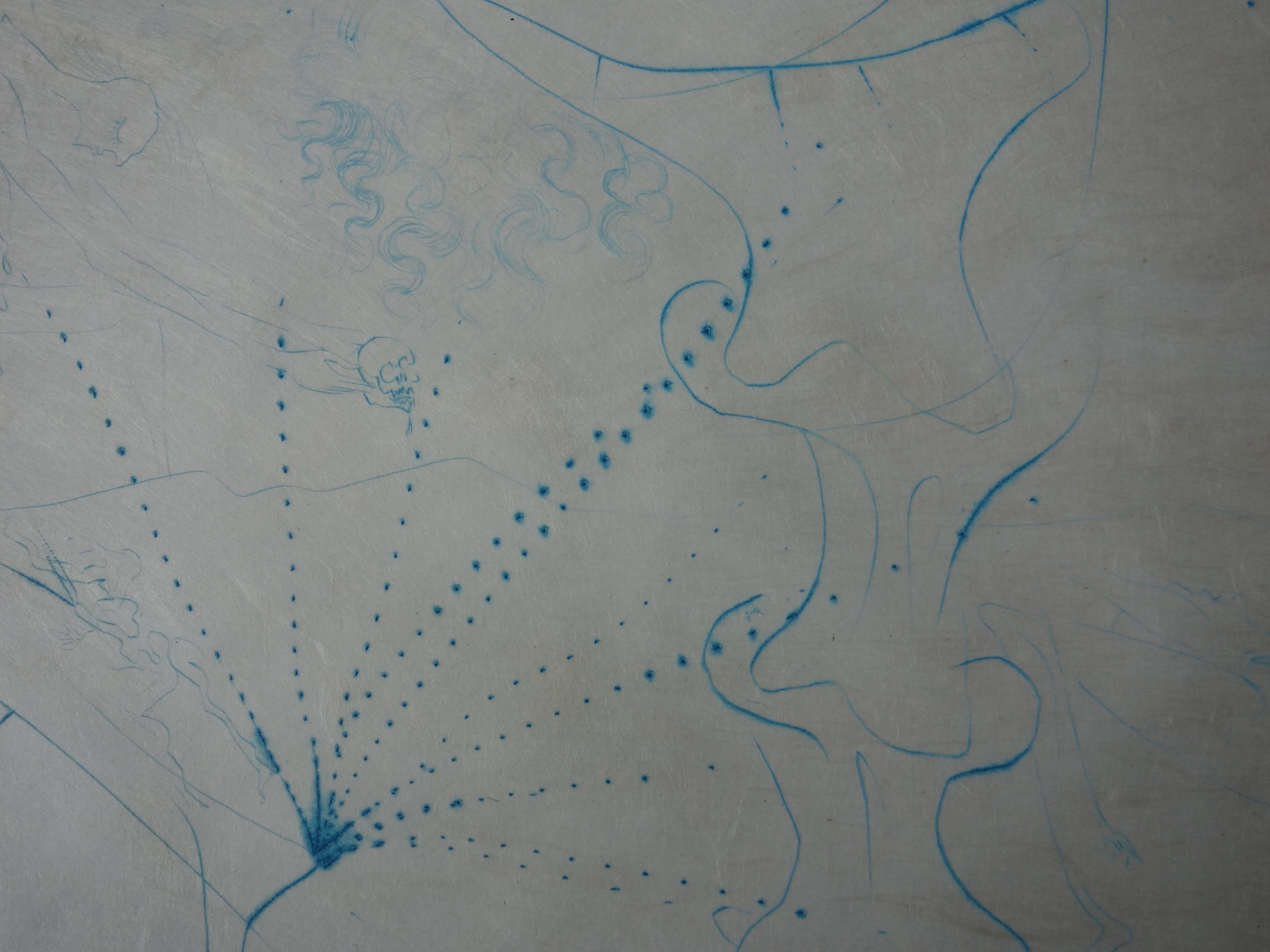 Salvador DALI
Femme feuille, 1969

Gravure originale 
Signé en bas à droite avec le cachet de l'artiste
Épreuve rare en bleu
Sur papier japonais 38 x 28 cm (c. 15 x 11 in)

Références :
- Catalogue raisonné Field #68-6F
- Catalogue raisonné Michler