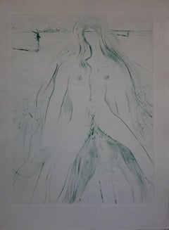 Woman riding a man - Original signed etching - 1969