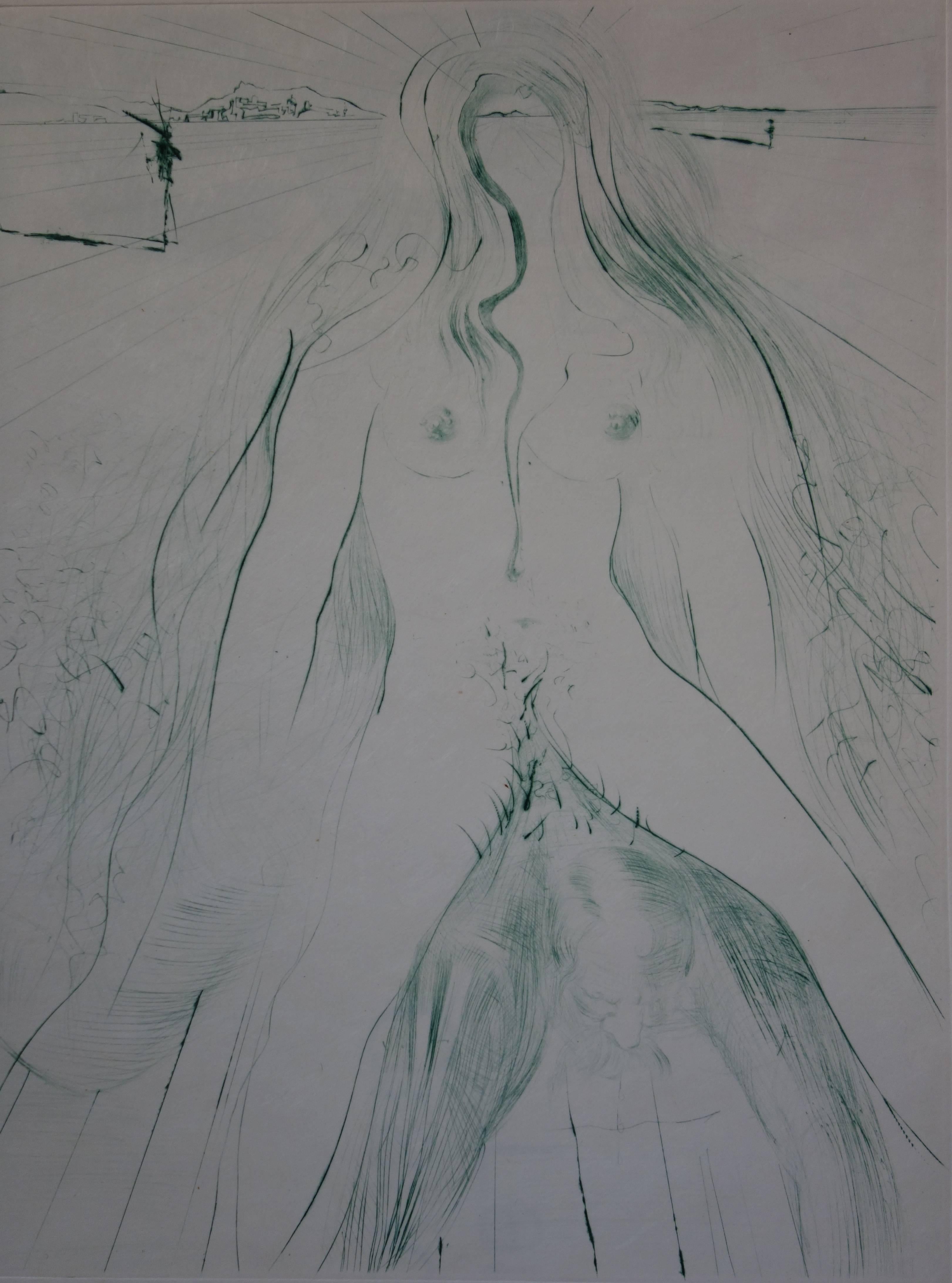 Mujer montando a un hombre - Grabado original firmado - 1969 - Print de Salvador Dalí