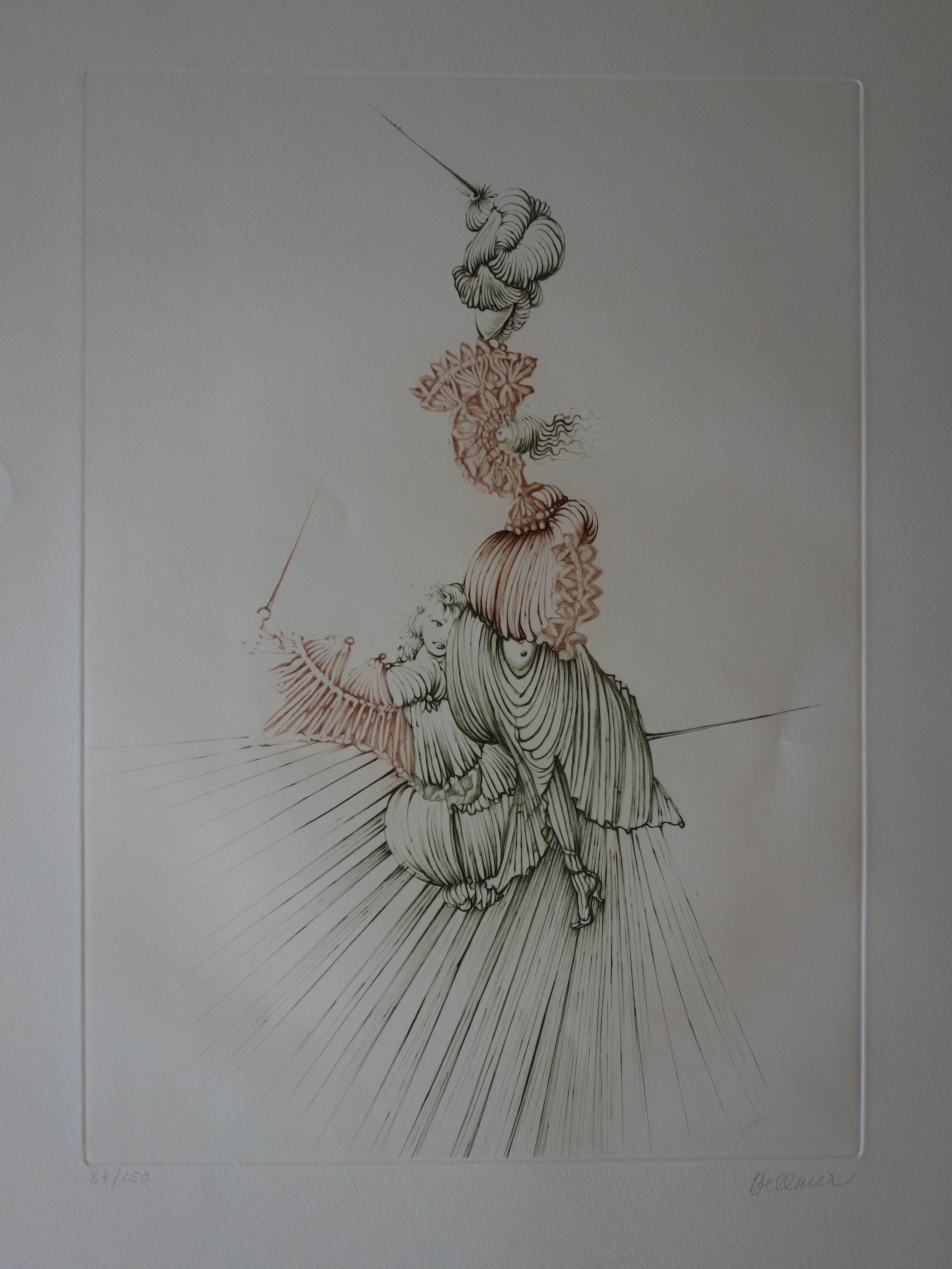 Figurative Print Hans Bellmer - Femme en forme de licorne - eau-forte originale signée à la main - 150ex