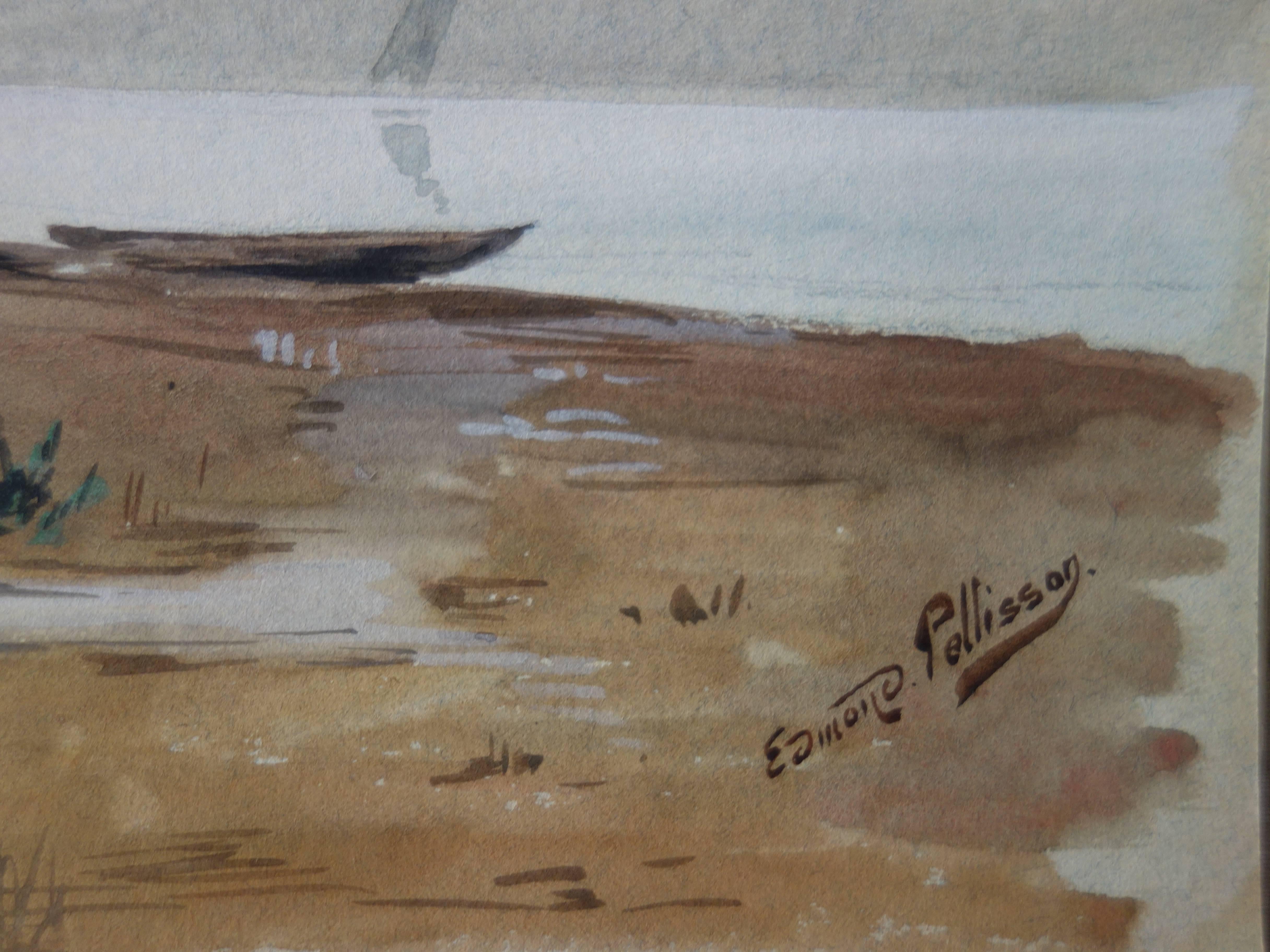 Last View of a Great Departure - Original whandsigned watercolor - c. 1899 - Art by Edmond Pellisson