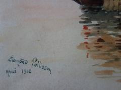 Italy : Boats Near Venice - Original handsigned watercolor - c. 1902