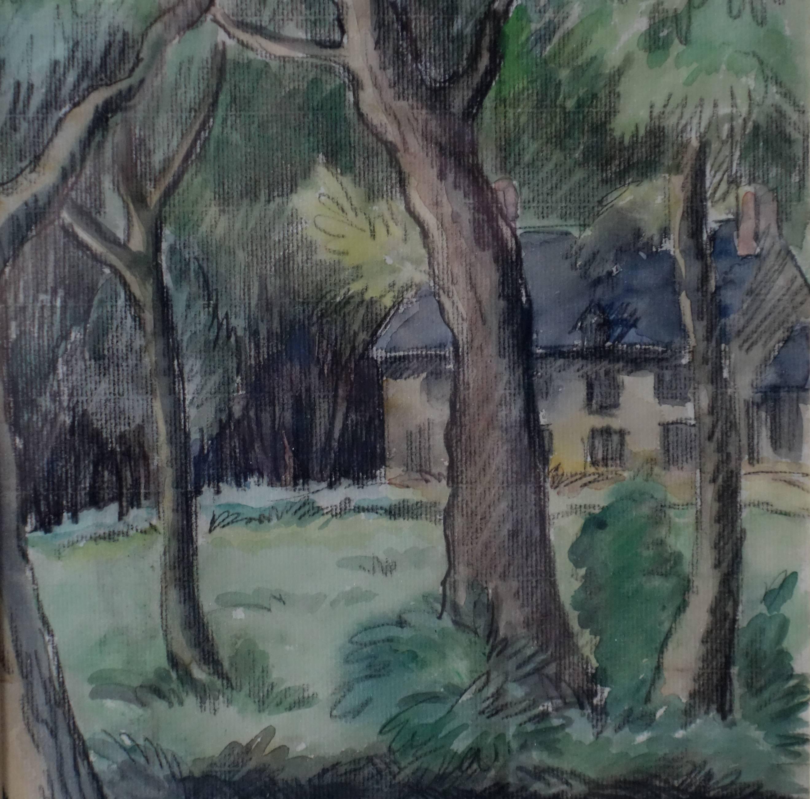 Paul Emile PISSARRO (1884-1972)
The House Near the River

Original watercolor and charcoals painting
Handsigned in the upper left corner
On vellum 30 x 22.5 cm at view (c. 12 x 9 in)
Presented in a golden wood frame 50 x 41 cm (c. 20 x 16