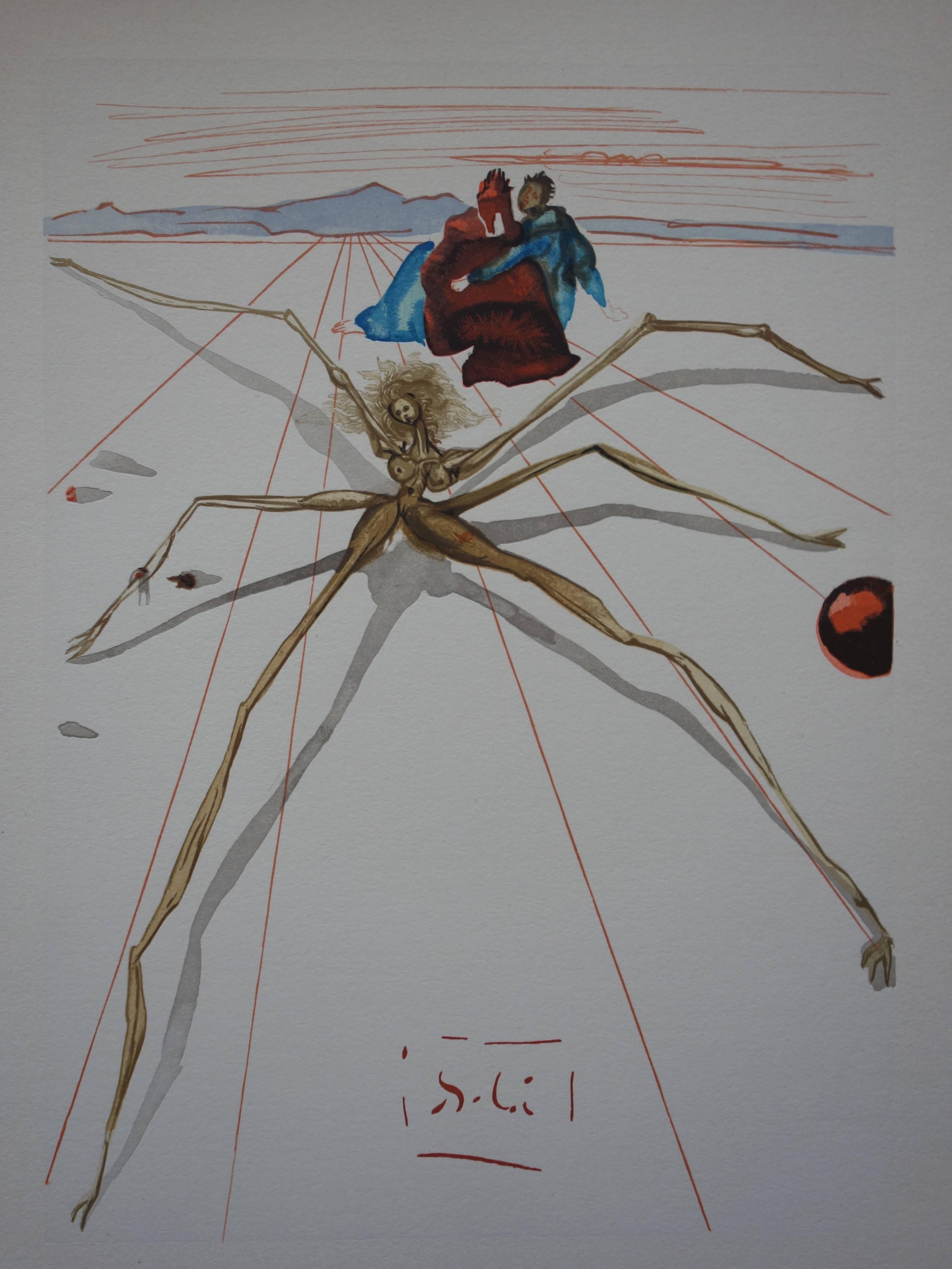 Purgatory 17 - Leaving the Ledge of Anger - Color woodcut - 1963 - Surrealist Print by Salvador Dalí