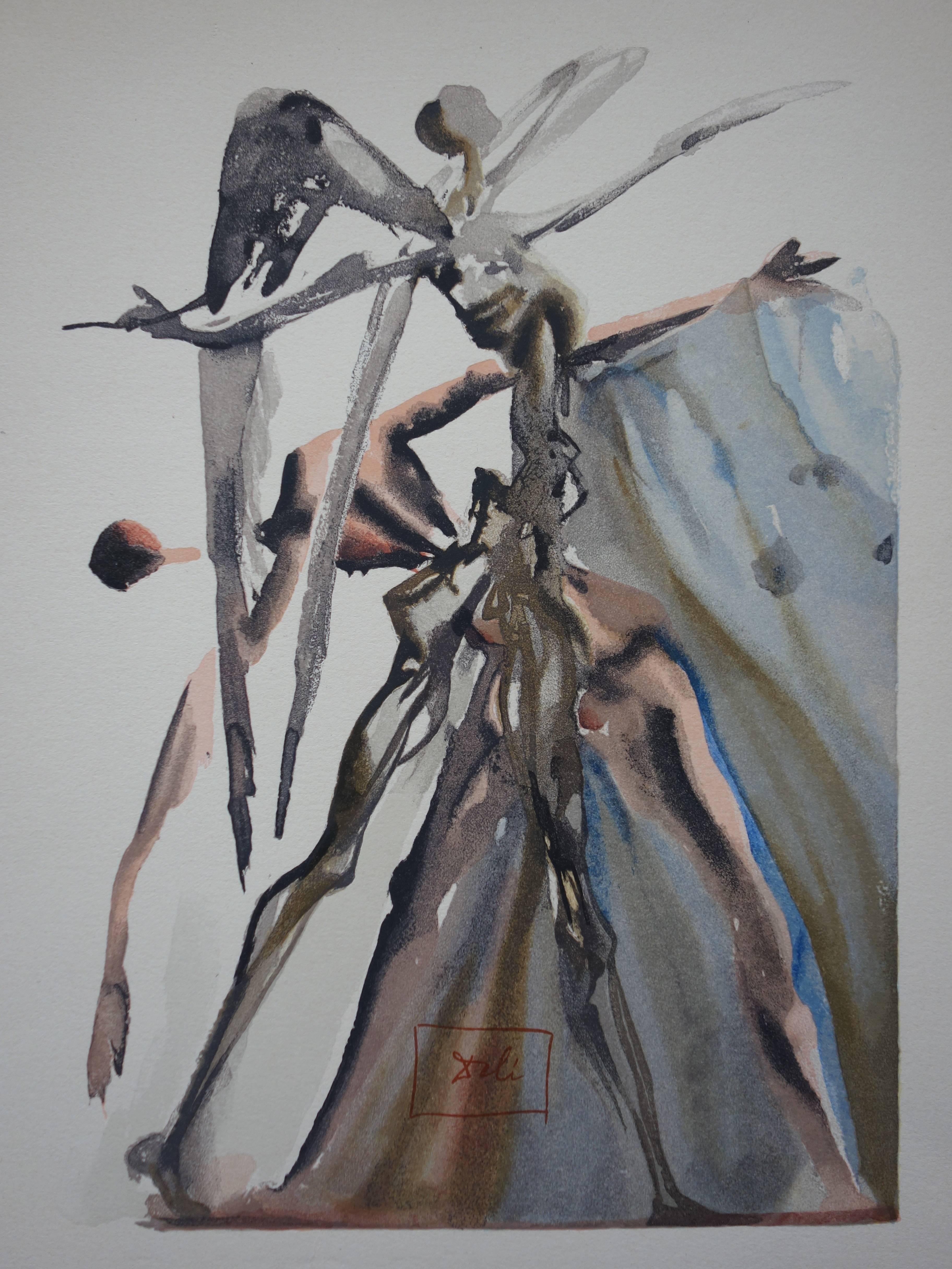 Purgatory 4 : The Negligent - Woodcut - 1963 - Gray Figurative Print by Salvador Dalí