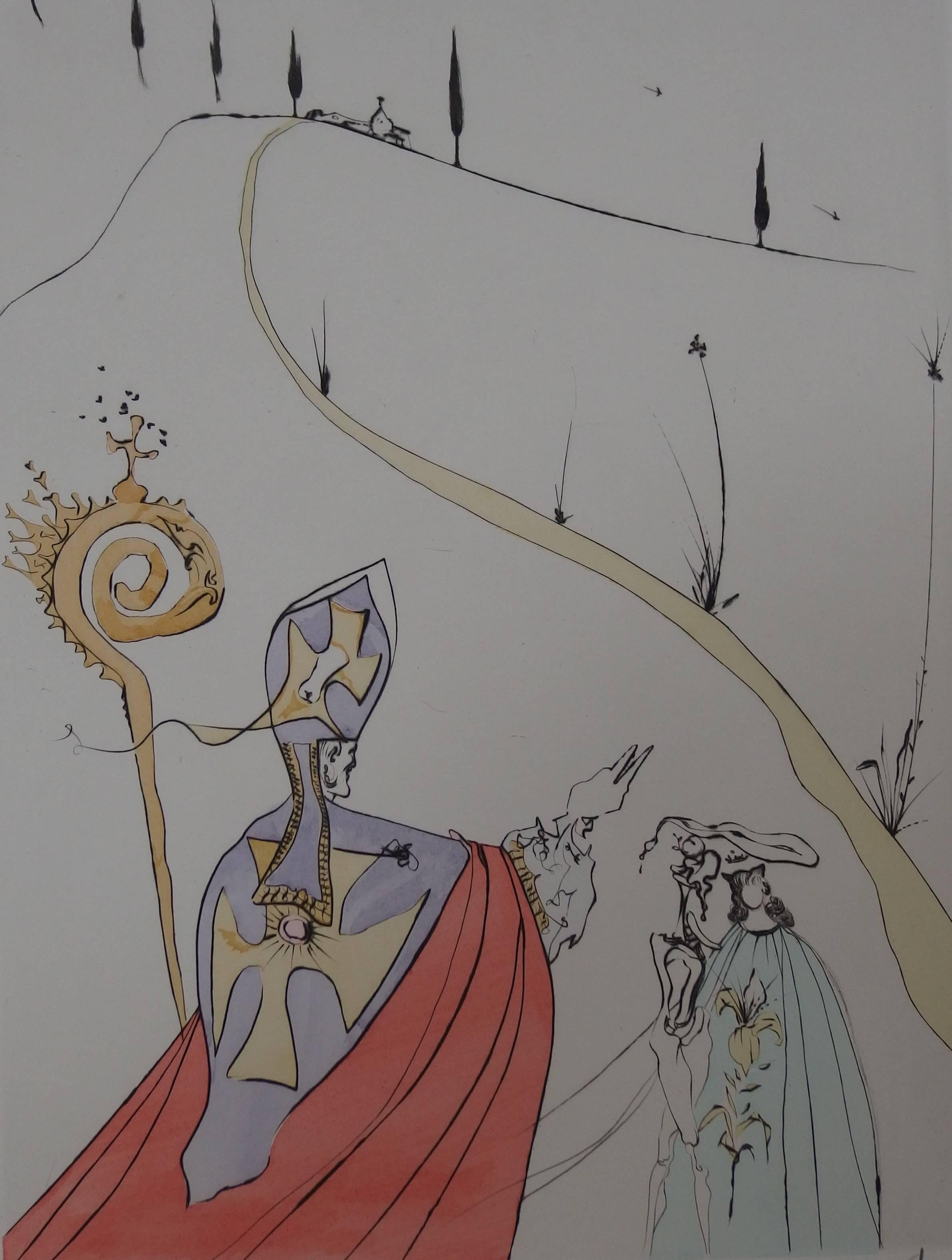 El Divino Amor de Gala - aguafuerte original - firmado - 1974 - Print Surrealista de Salvador Dalí