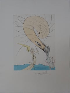 [Psychanalyst] Freud with a Snail Head - orignal etching - signed - 1974