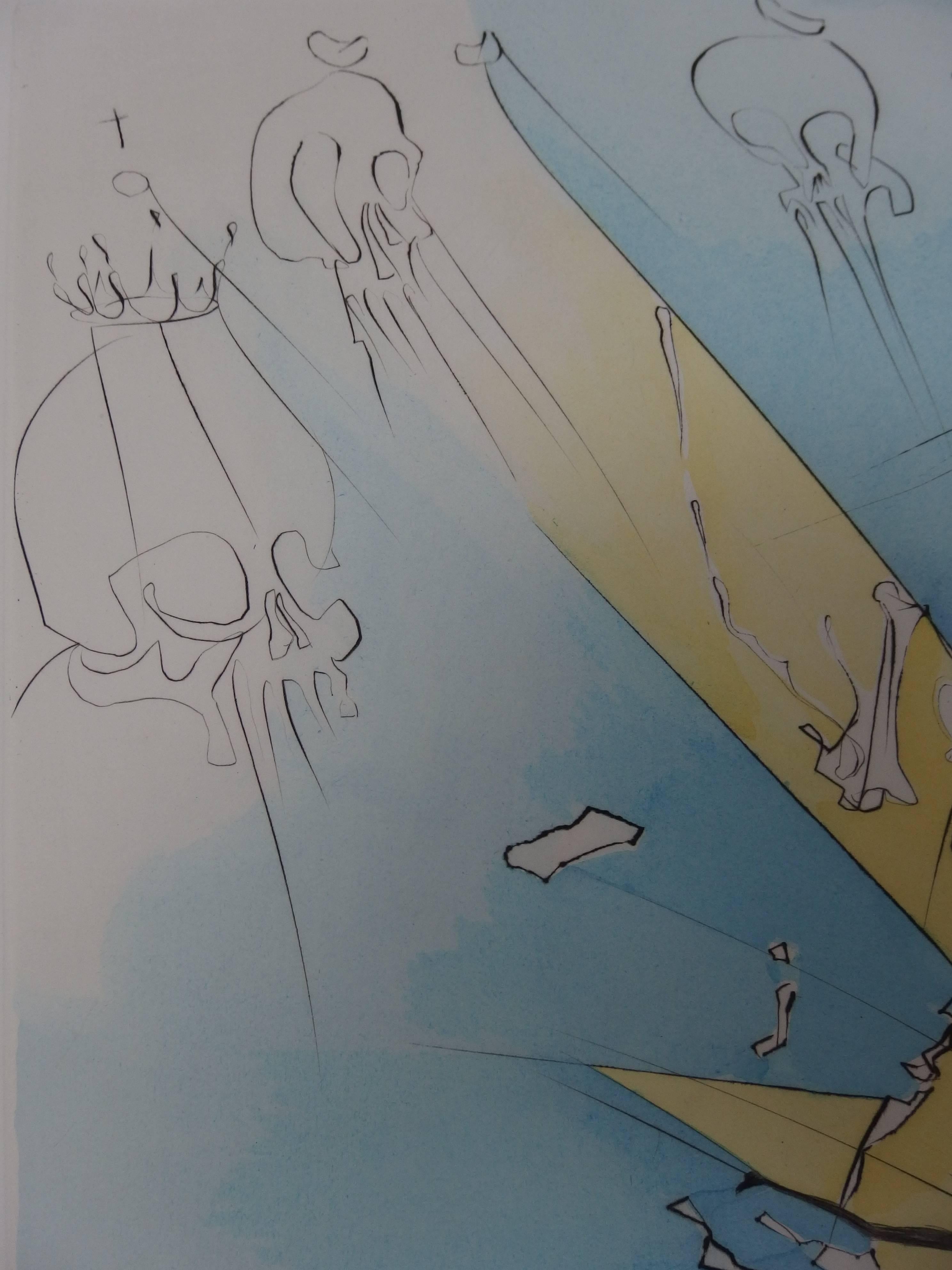 Salvador Dalí
Una entrada estremecedora en el escenario americano

Grabado original y plantilla 
Firmado a mano en la esquina derecha 
con el sello ciego del editor en la esquina izquierda 
Sobre vitela BFK Rives: 65 x 50 cm (25,5 x 20