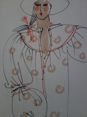 [Mode] Tutti Studio - Original ink and pen drawing : Geometrical Tunic - 1978