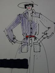 [Mode] Tutti Studio - Disegno originale a penna e inchiostro: Abito stile cappotto - 1978