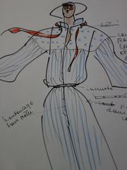 [Mode] Tutti Studio - Original Tinten- und Bleistiftzeichnung: Kleid der mittleren Saison - 1978