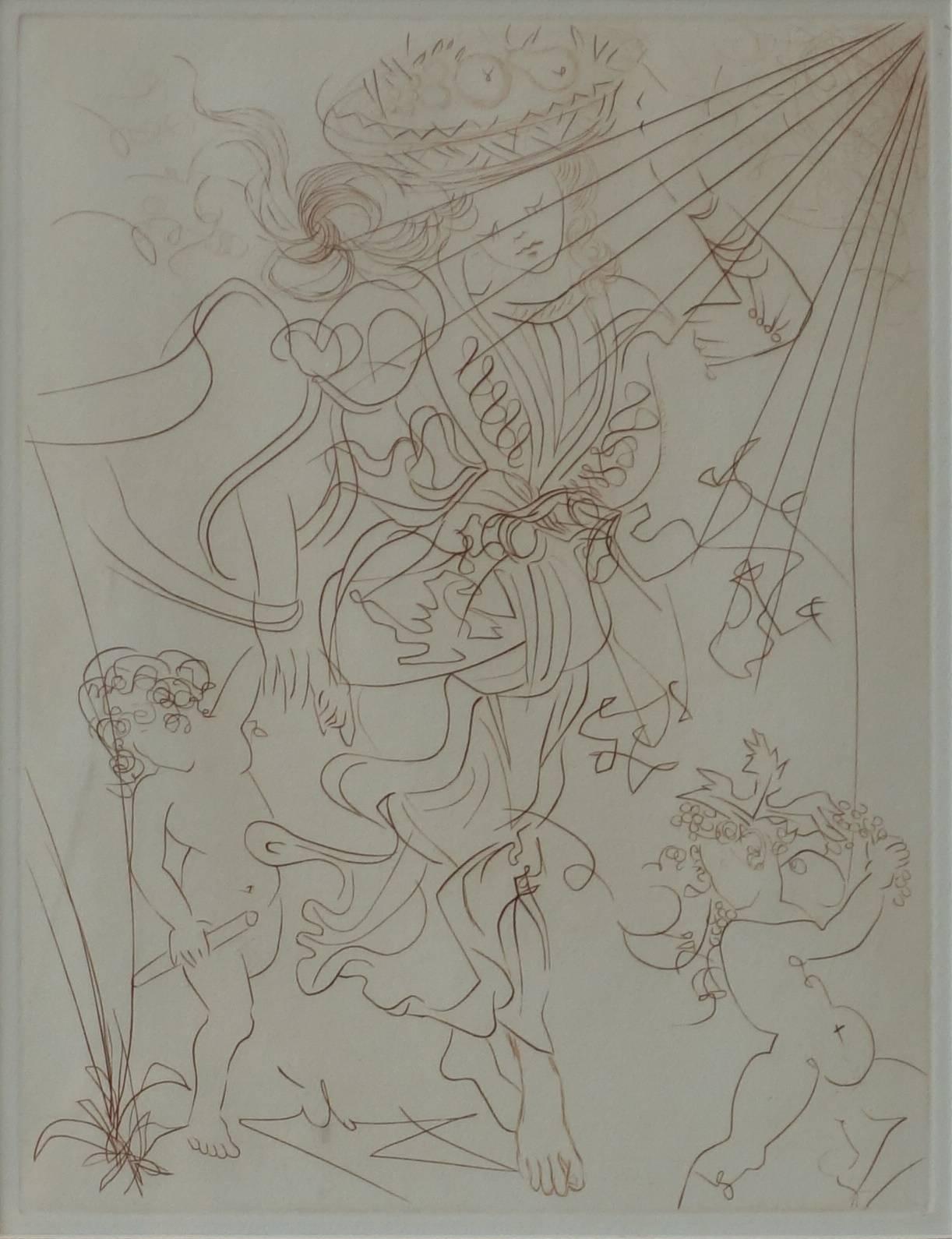 Salvador Dalí Figurative Print - Autumn - Original etching - 1970