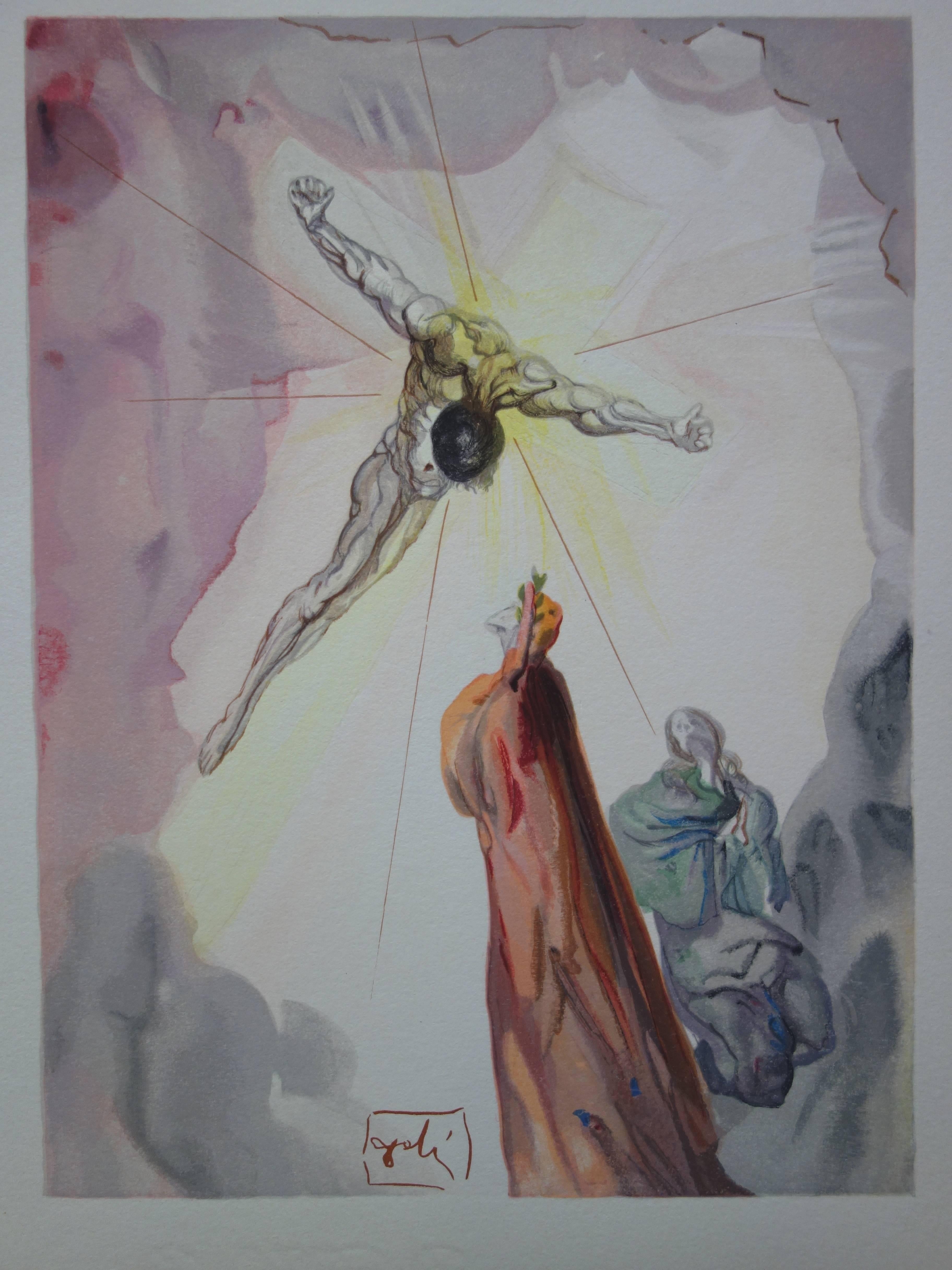 Heaven 14 - The Apparition of Christ - Original woodcut - 1963 - Surrealist Print by Salvador Dalí