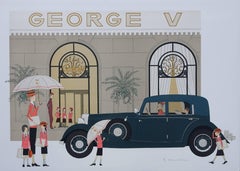 Mercedes Mannheim 370K et GEORGE V - Lithographie originale signée à la main - 115ex