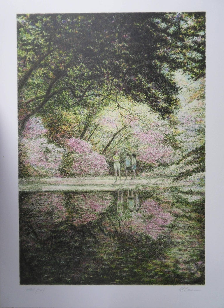 Harold Altman Landscape Print - New York City : Spring at Central Park - Original handsigned lithograph